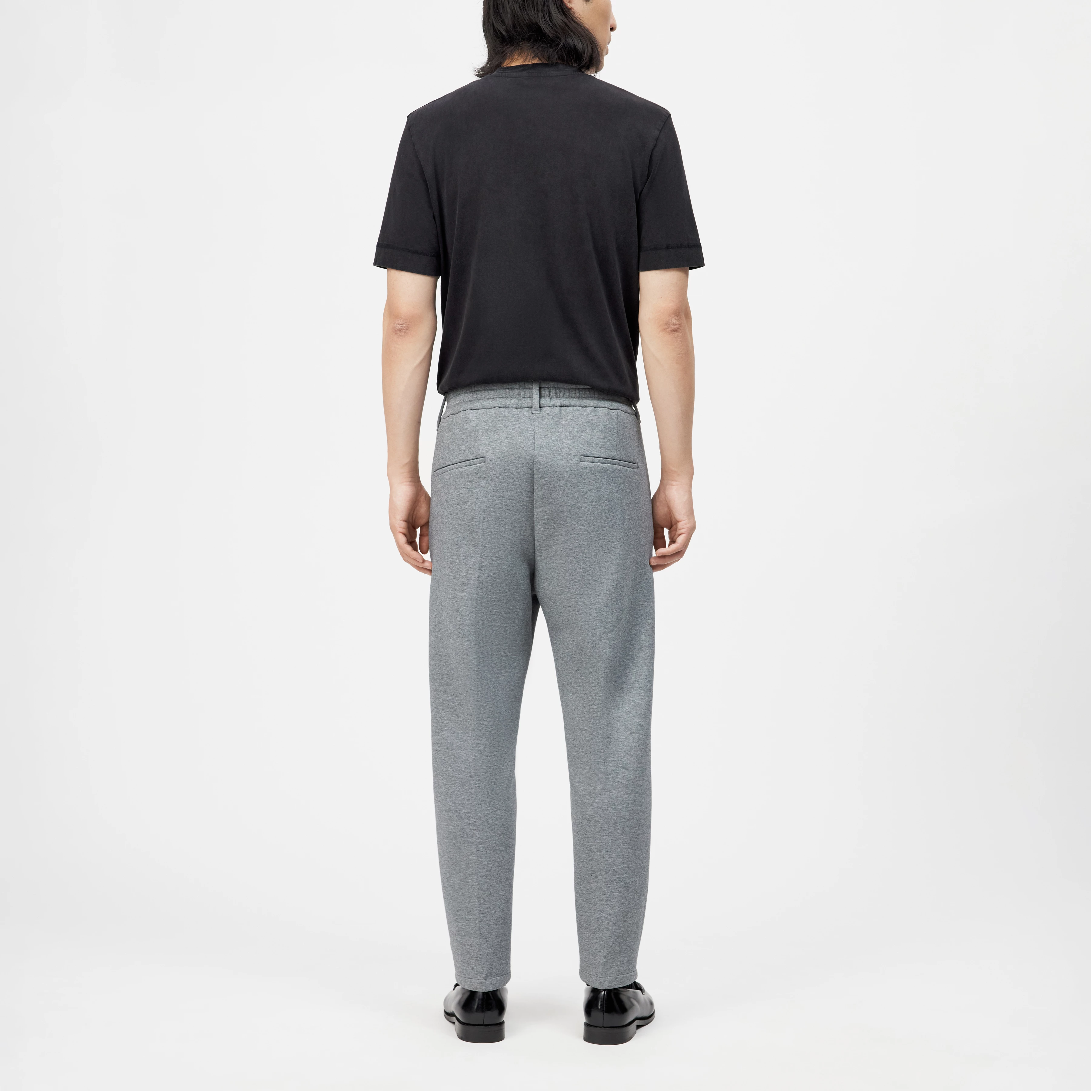 CHASY - Casual trousers with pleats in cotton blend - men - grey - Rückansicht