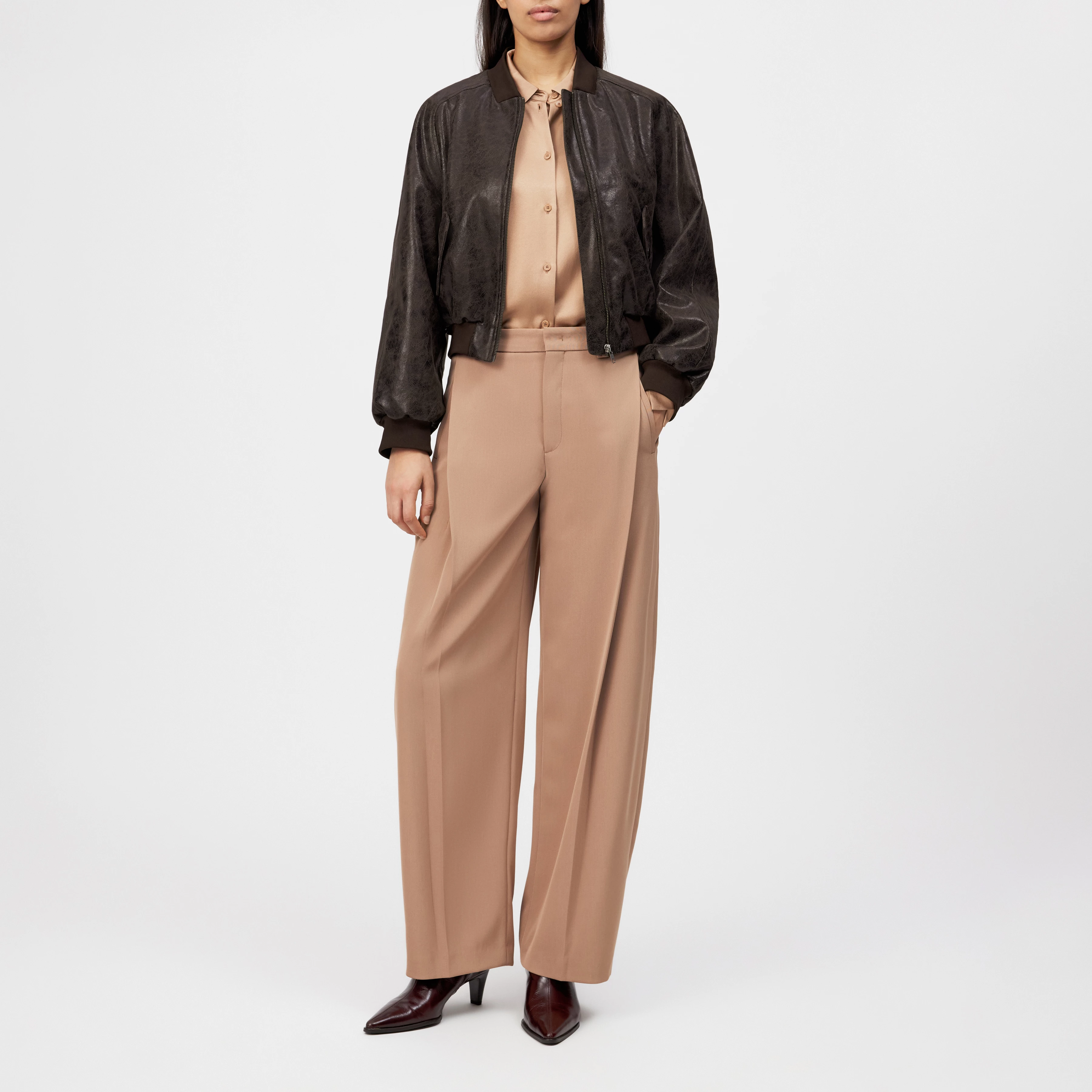 MARHAM - Veste blouson aspect cuir - women - rouge - Ganzkörper-Frontansicht