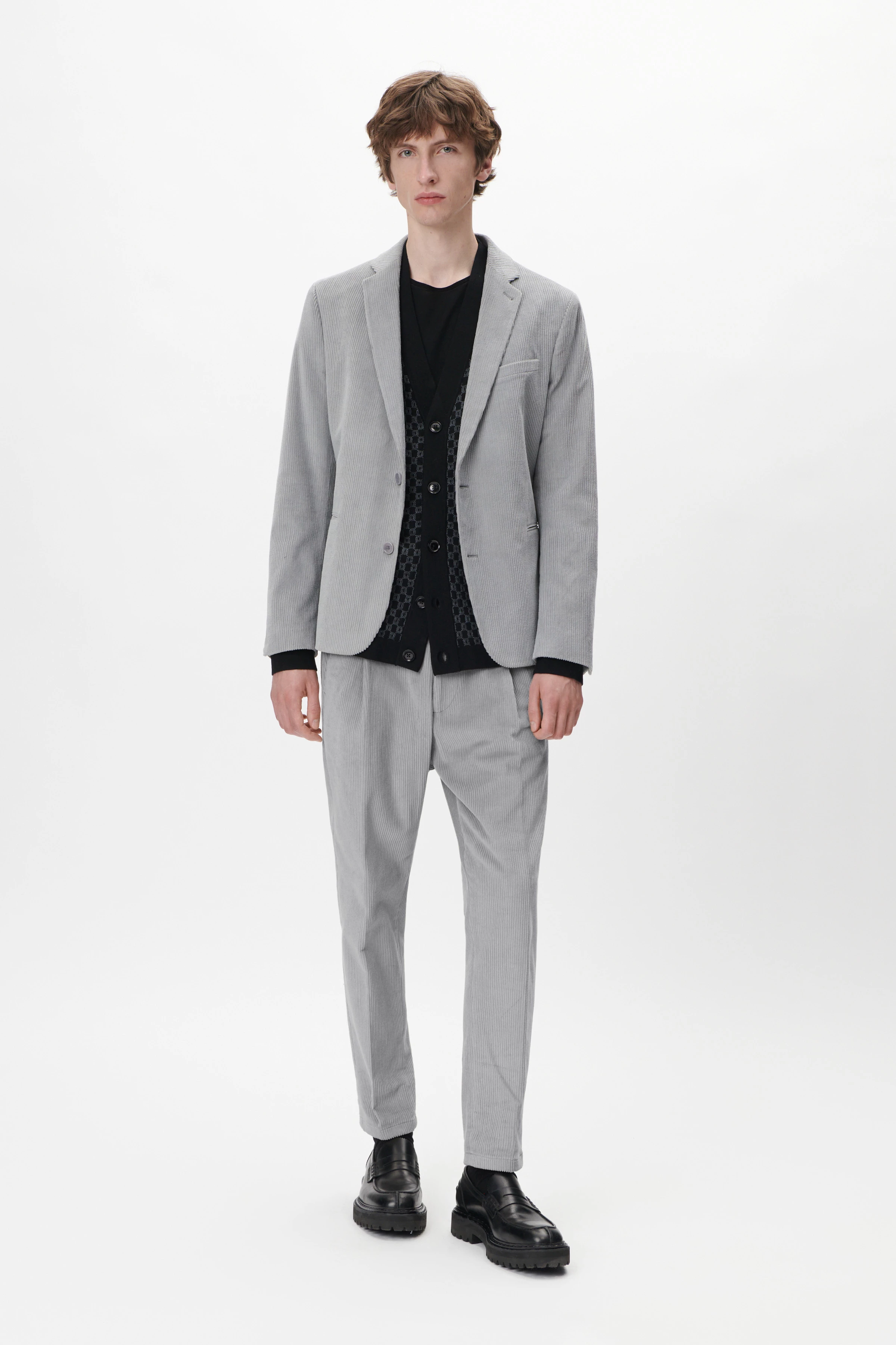 NADIR - Jacquard Cardigan - Herren - schwarz - Ganzkörper-Frontansicht