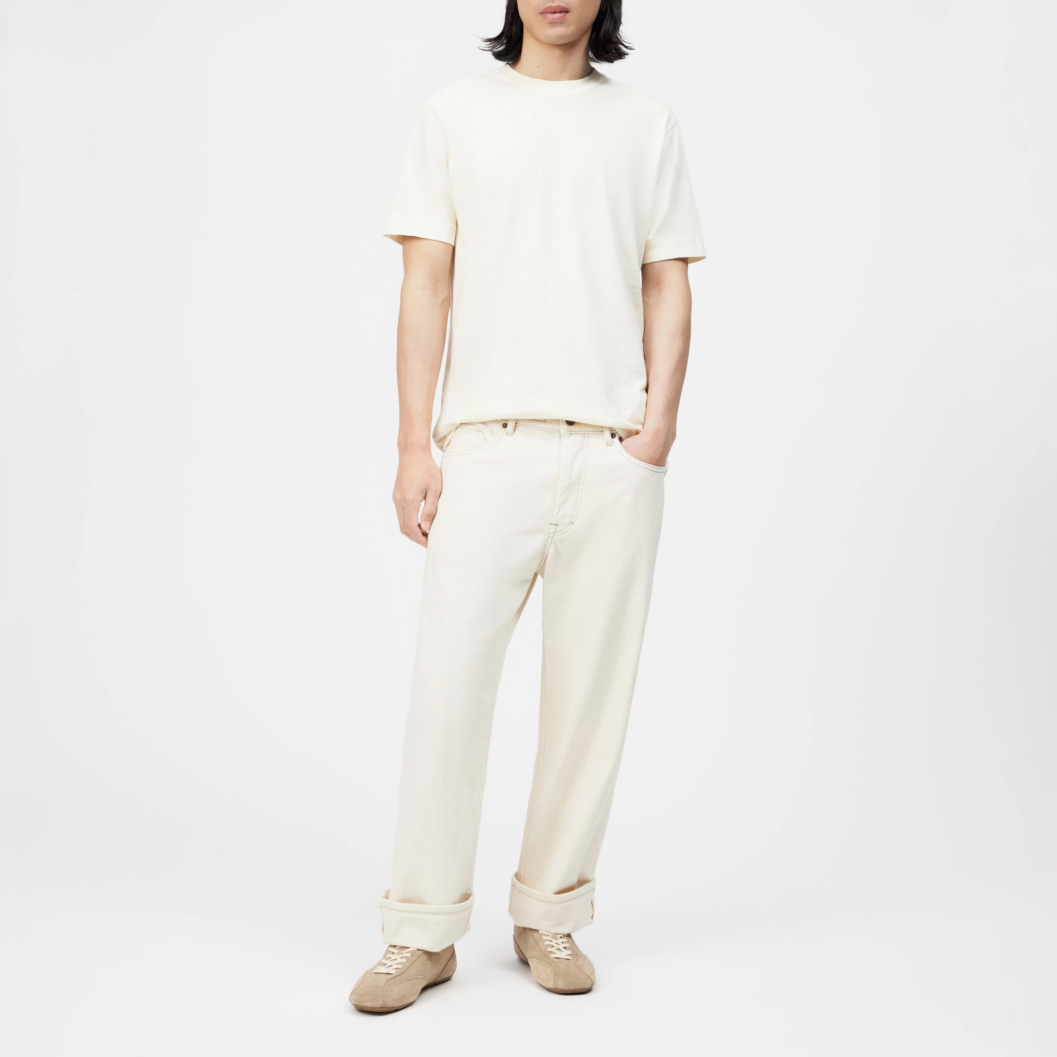 RAWDY_A - Tapered Jeans in Natural Denim - Herren - Metall - Ganzkörper-Frontansicht