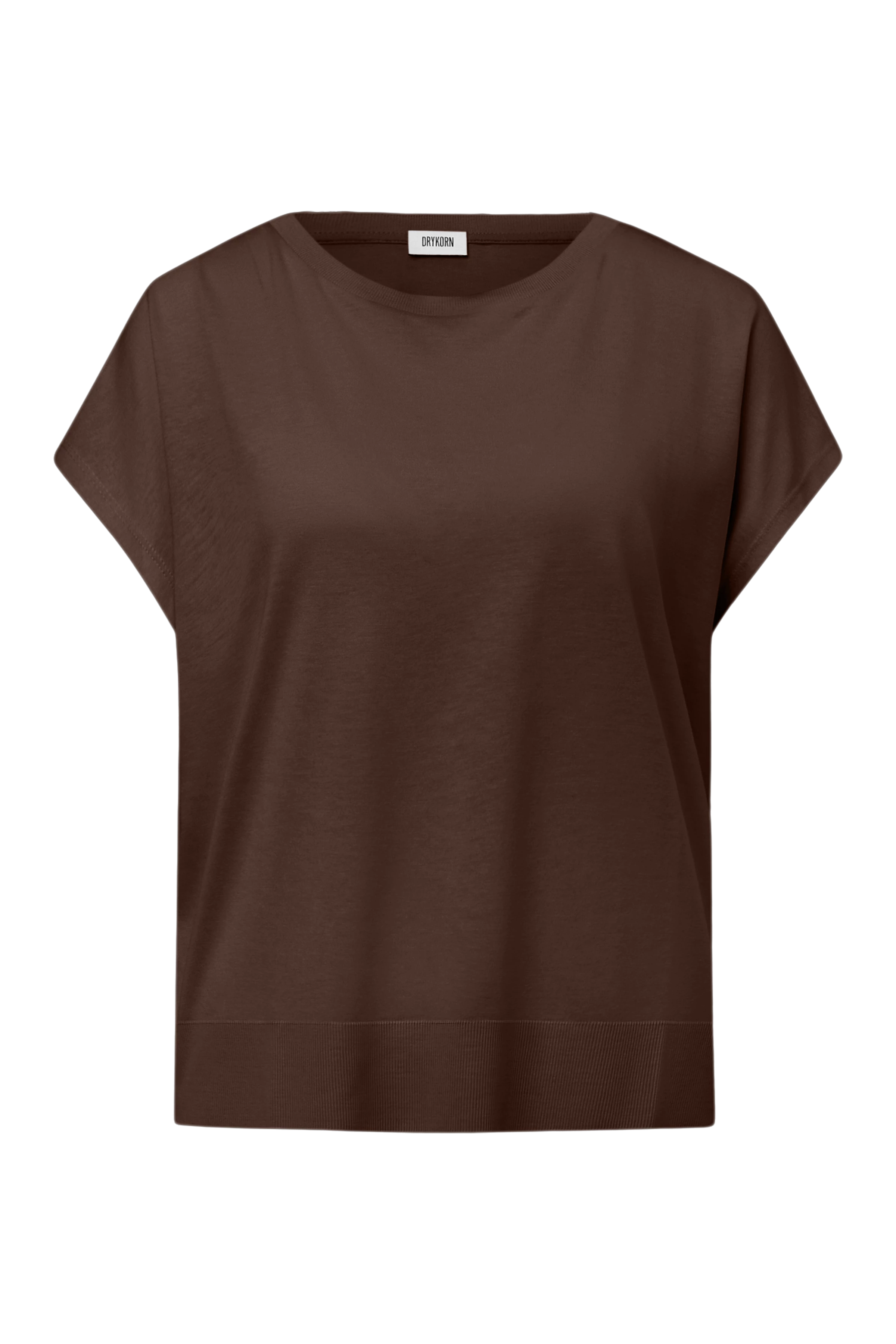 VANOPE - T-shirt in lyocell-cotton fine knit look - women - brown - Freisteller Frontansicht