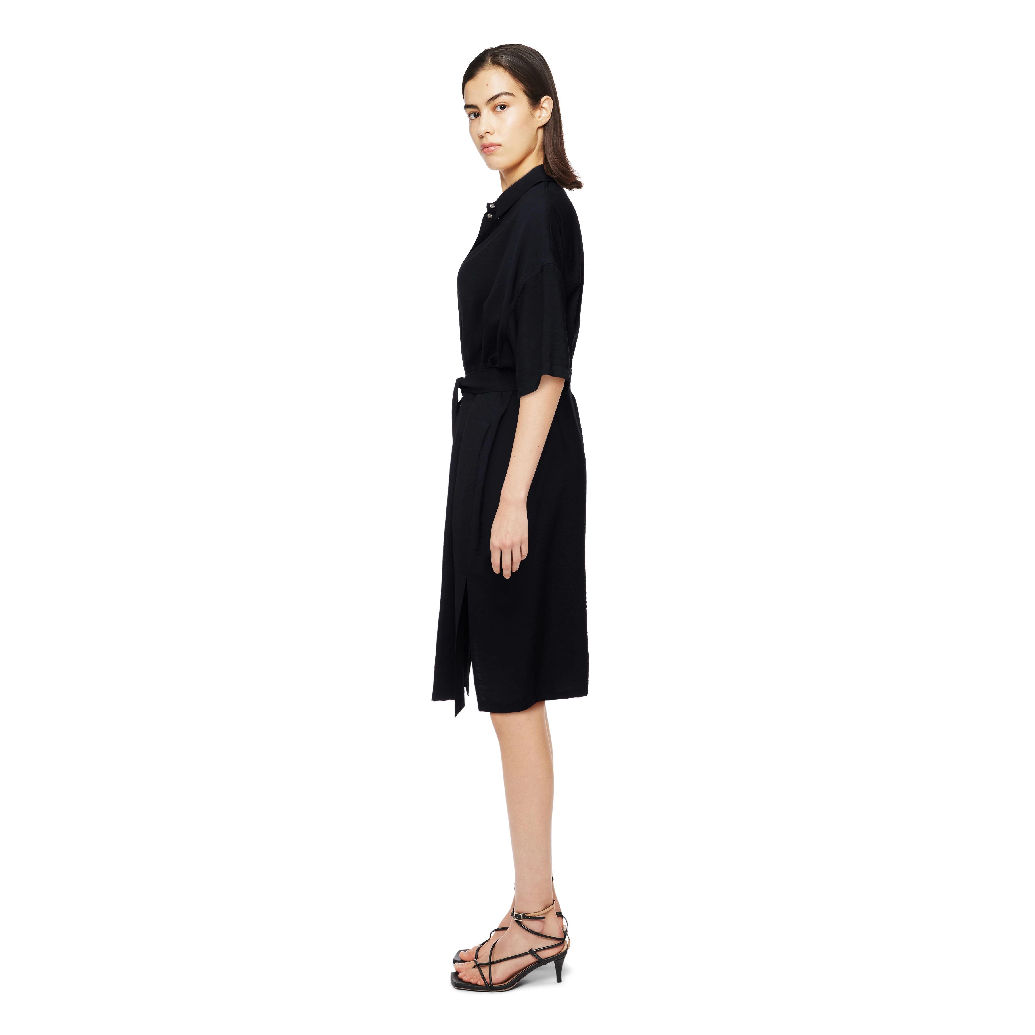 RINI_2 - Shirt dress in blended viscose - women - Natural Aluminium - Seitenansicht