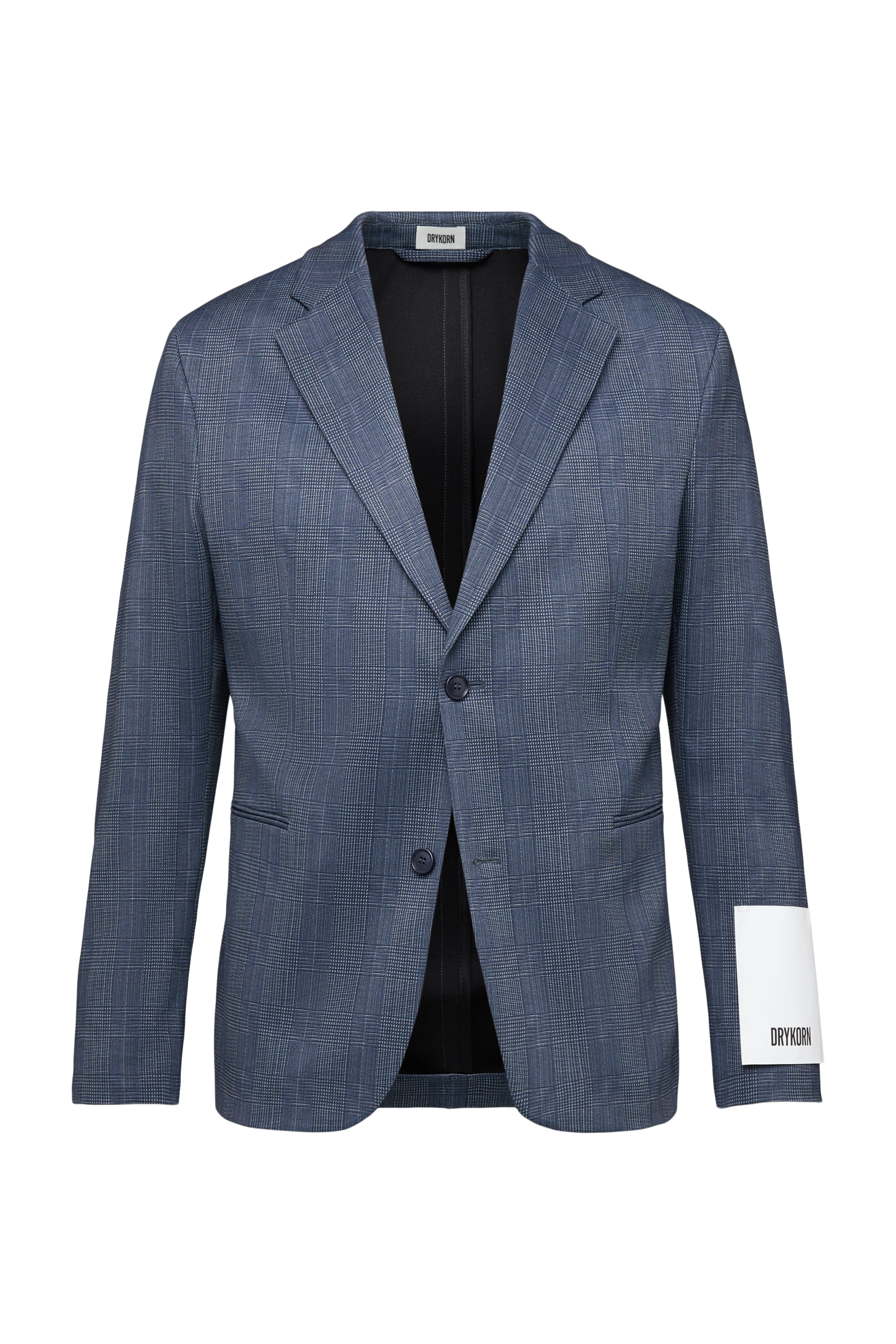 CATORY - Regular-fit colbert in ruitjesjersey - heren - blauw - Freisteller Frontansicht