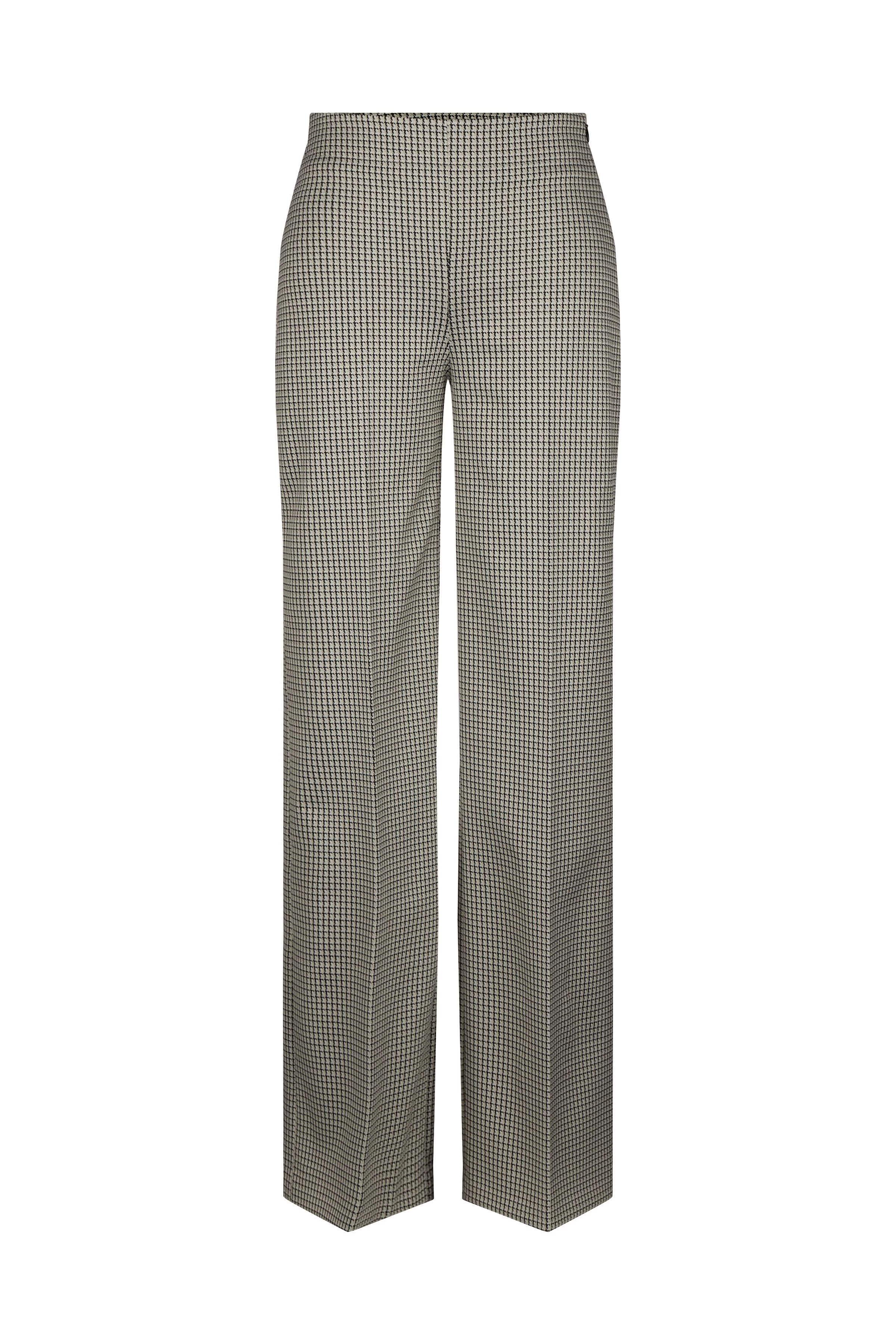 BEFORE - marlene trousers in jersey with houndstooth design - women - black - Freisteller Frontansicht