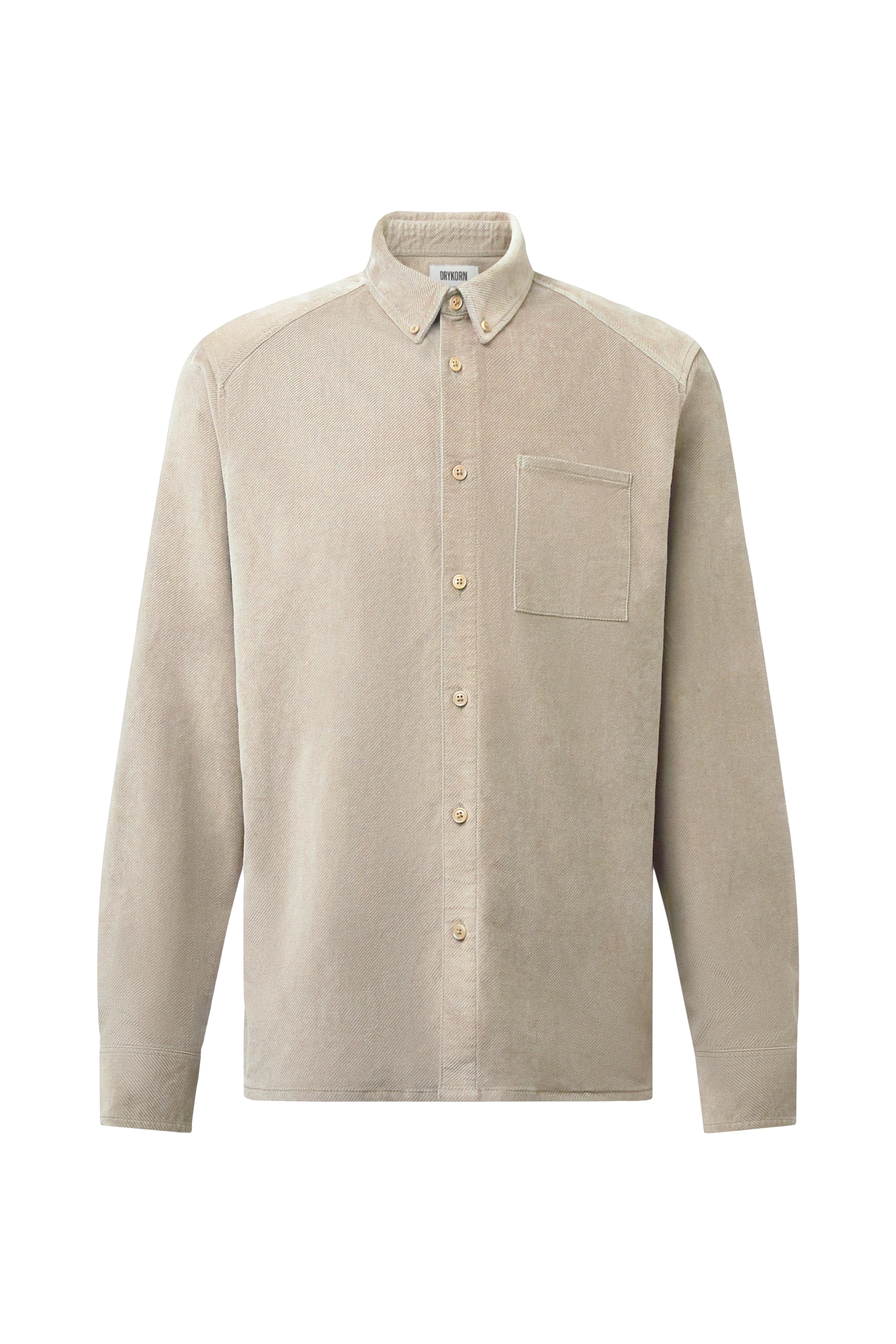 LIET_3 - Button-Down Hemd in Samt-Optik - Herren - beige - Freisteller Frontansicht