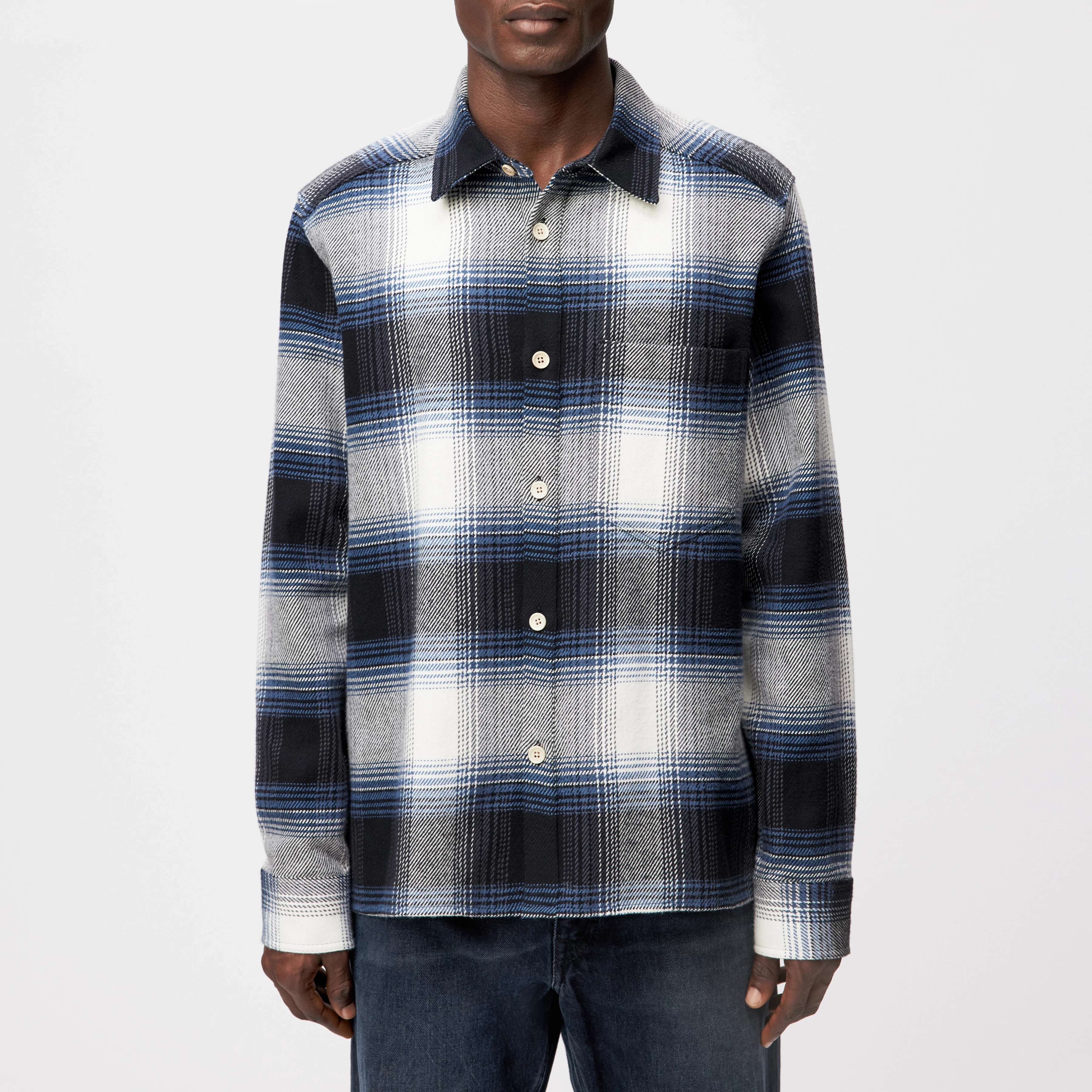 DIEGGO - Overshirt mit Brusttasche in Karo - Herren - blau - Frontansicht