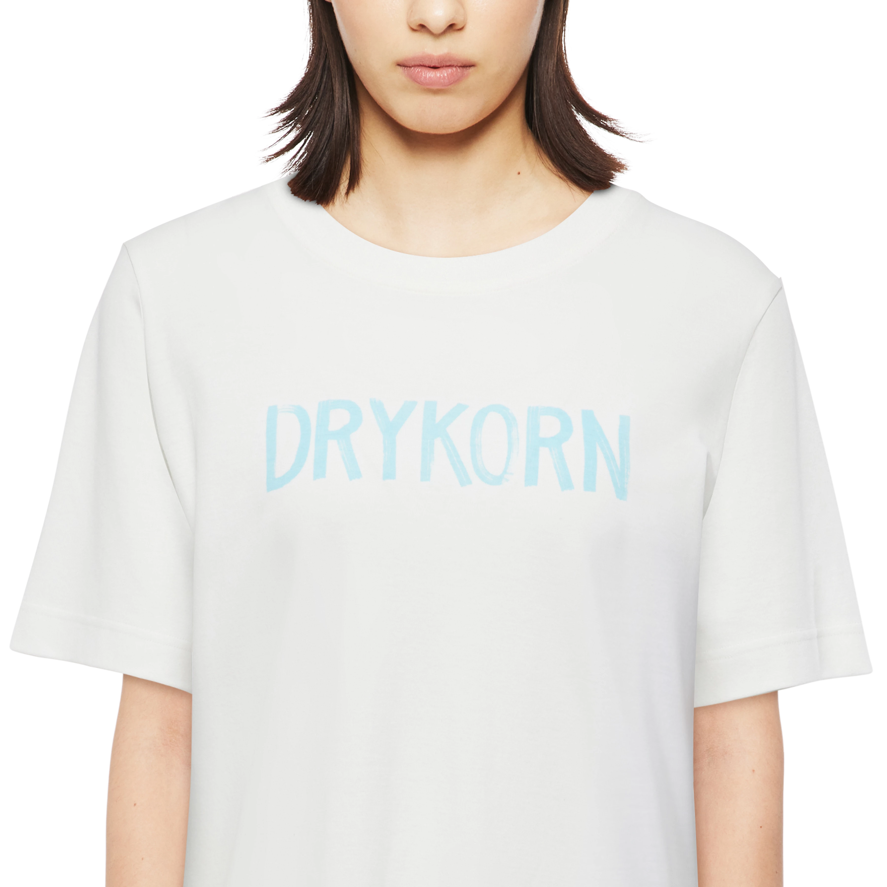KIRANI_P2 - Supima cotton T-shirt - women - off white - Detailansicht am Model