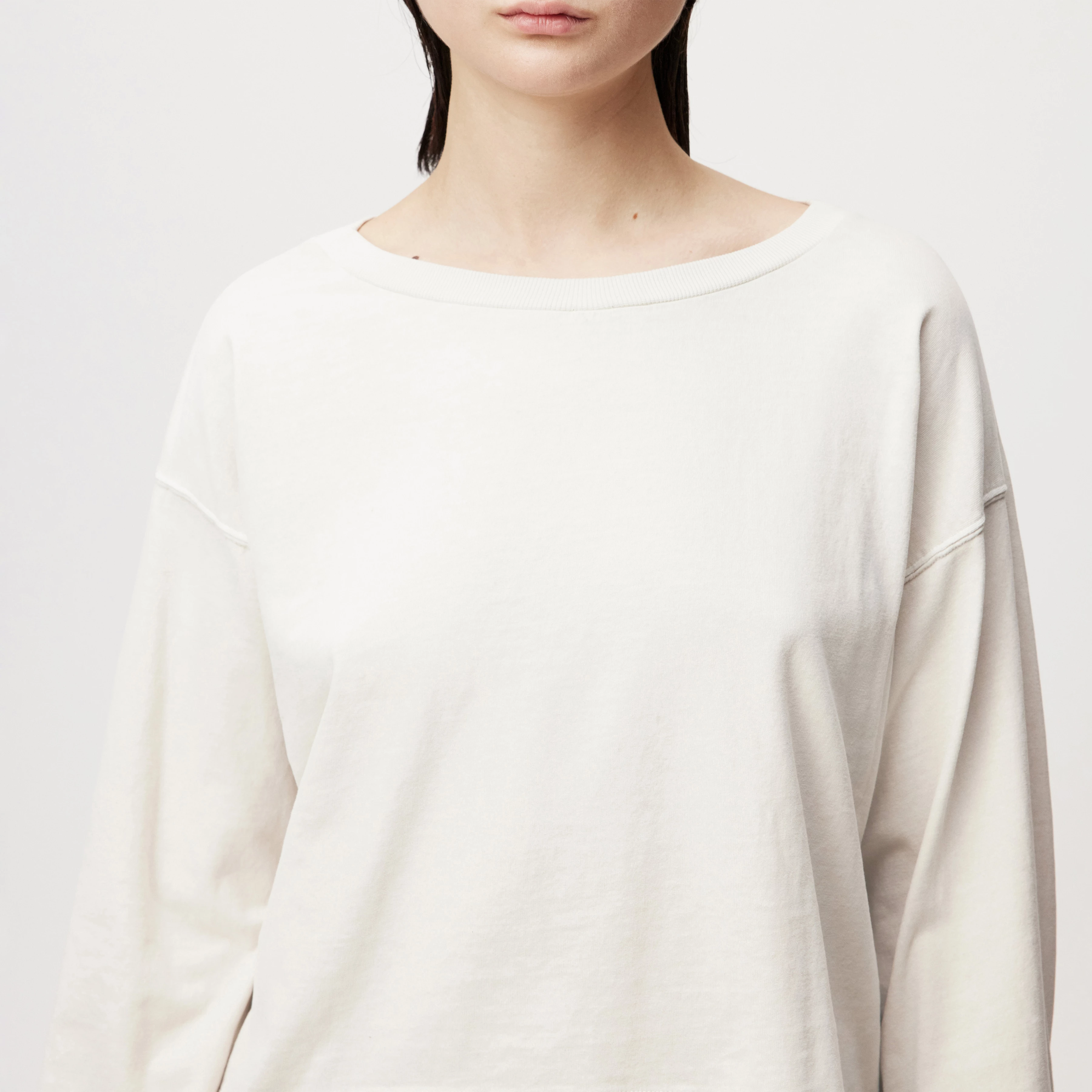 KELANE - Losse longsleeve in gewassen look - dames - beige - Detailansicht am Model