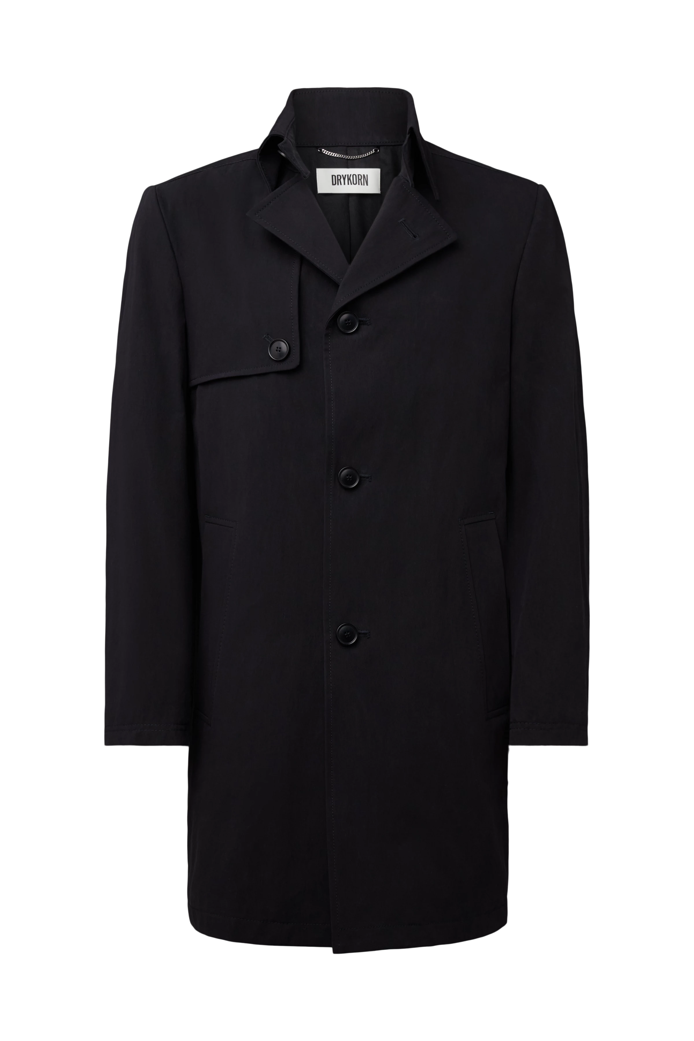 SKOPJE_C - Cotton blend trench coat - men - black - Freisteller Frontansicht