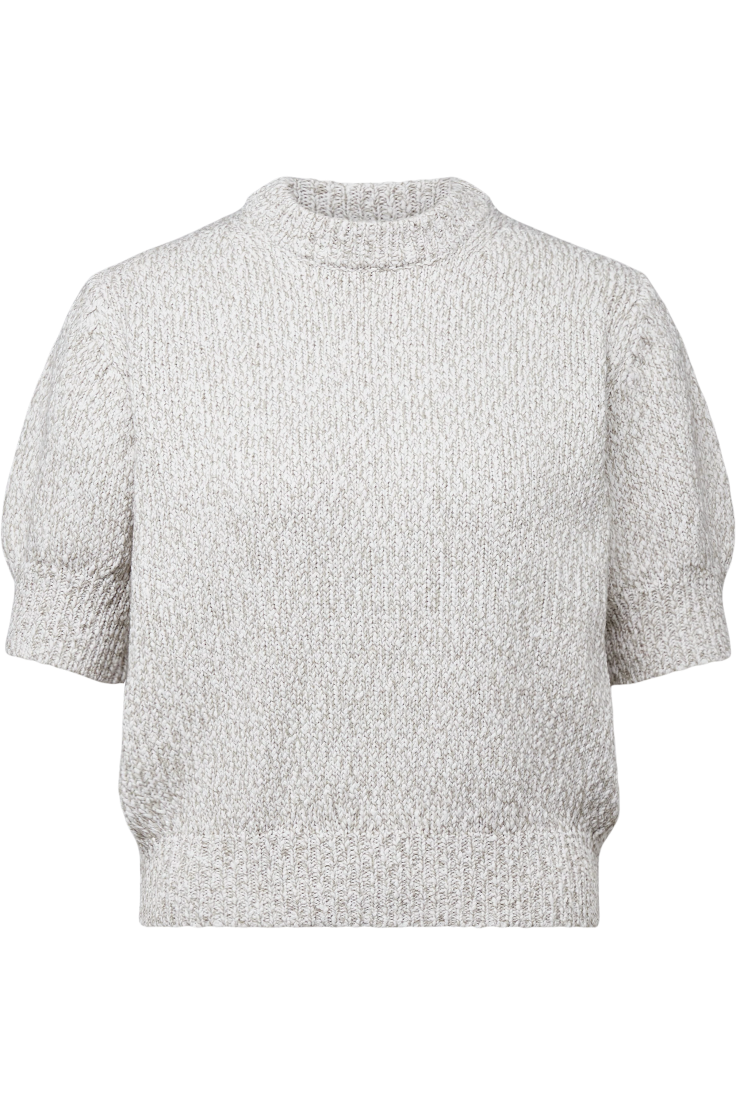 SANIDY - Knit T-shirt in soft mouliné yarn - women - beige - Freisteller Frontansicht