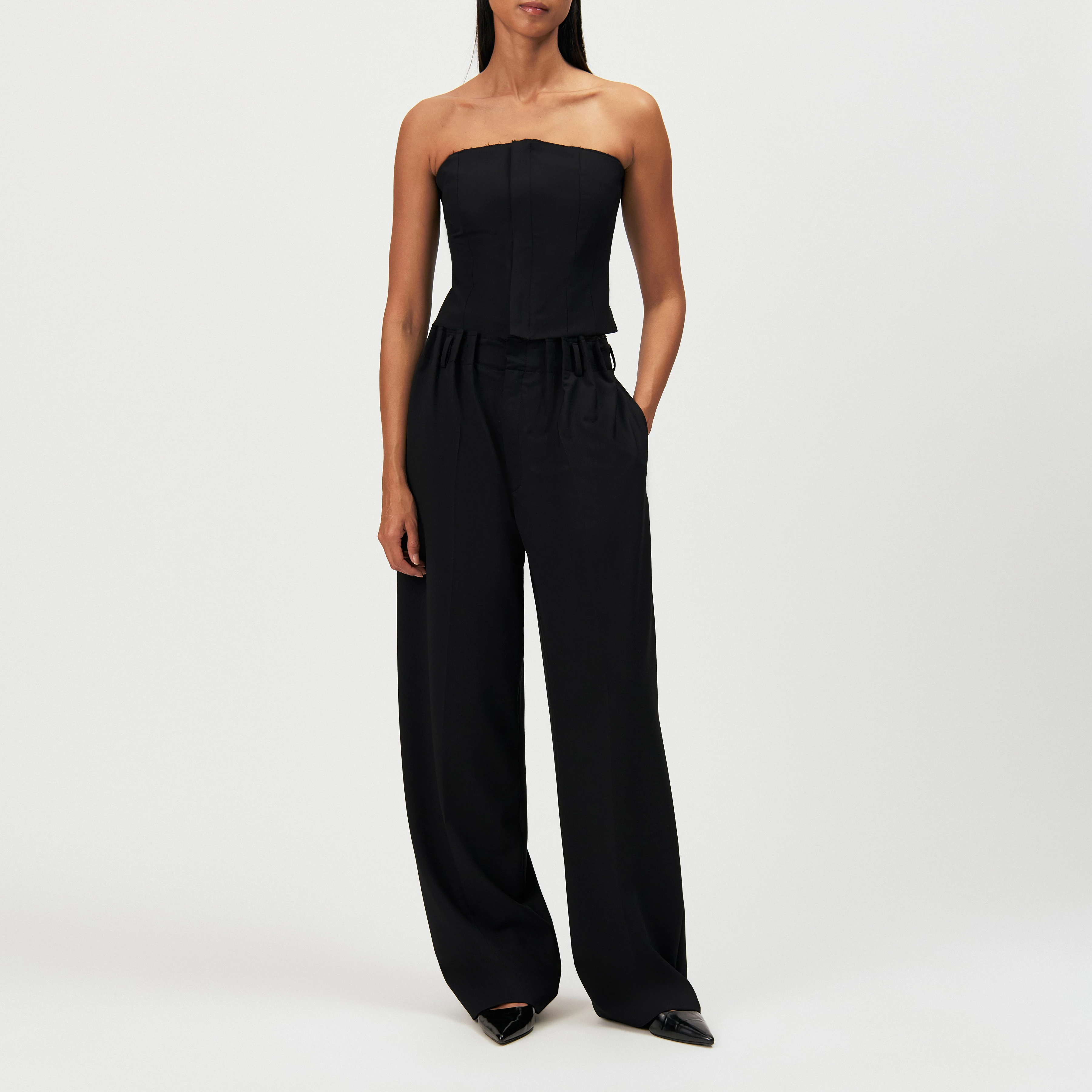 IDLE_1 - Tailored Serge Corset - women - black - Ganzkörper-Frontansicht