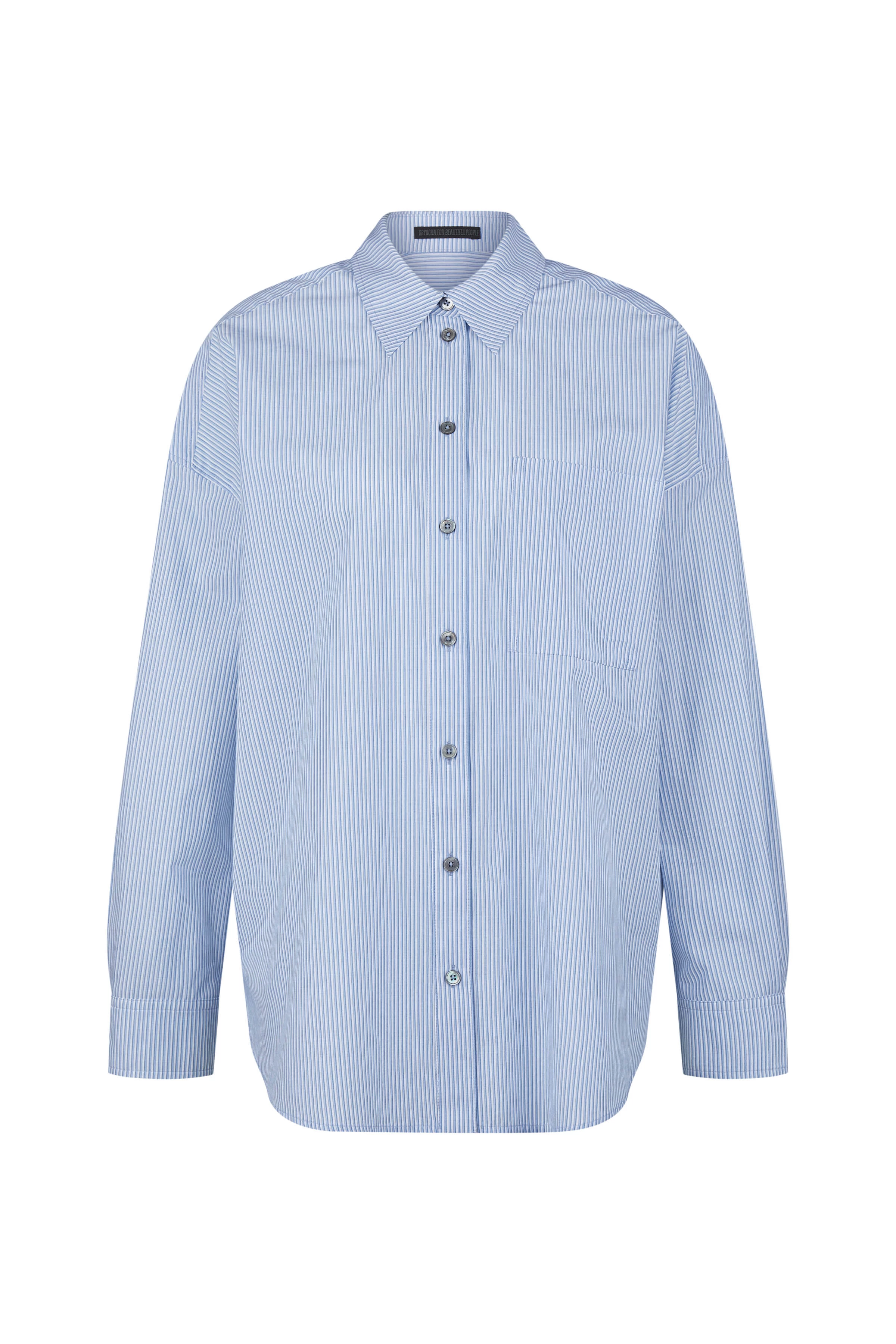 AAKE - katoen popeline overhemd blouse - dames - blauw - Freisteller Frontansicht