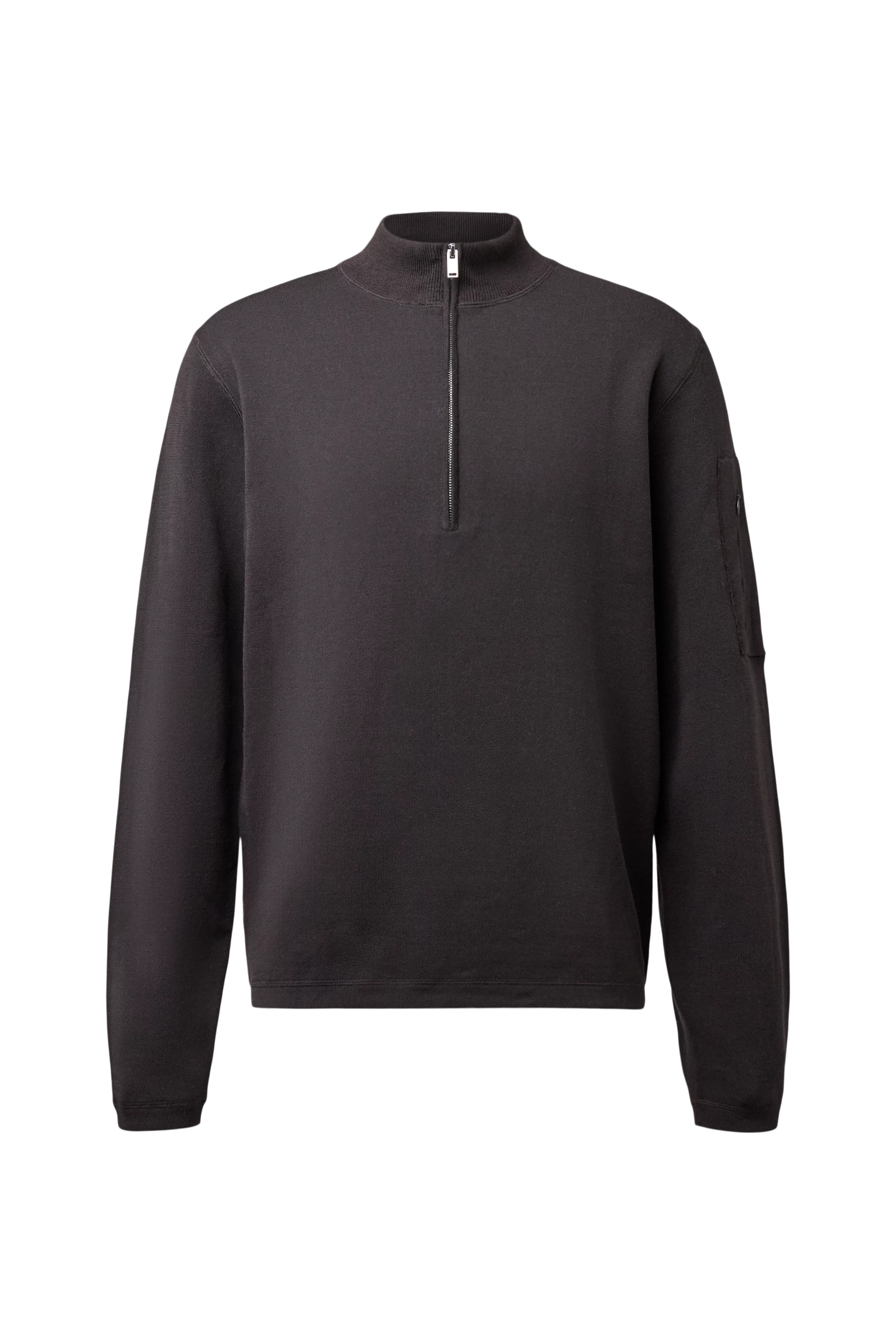 TARVIK - Half-zip jumper with stand collar in pure wool - men - brown - Freisteller Frontansicht