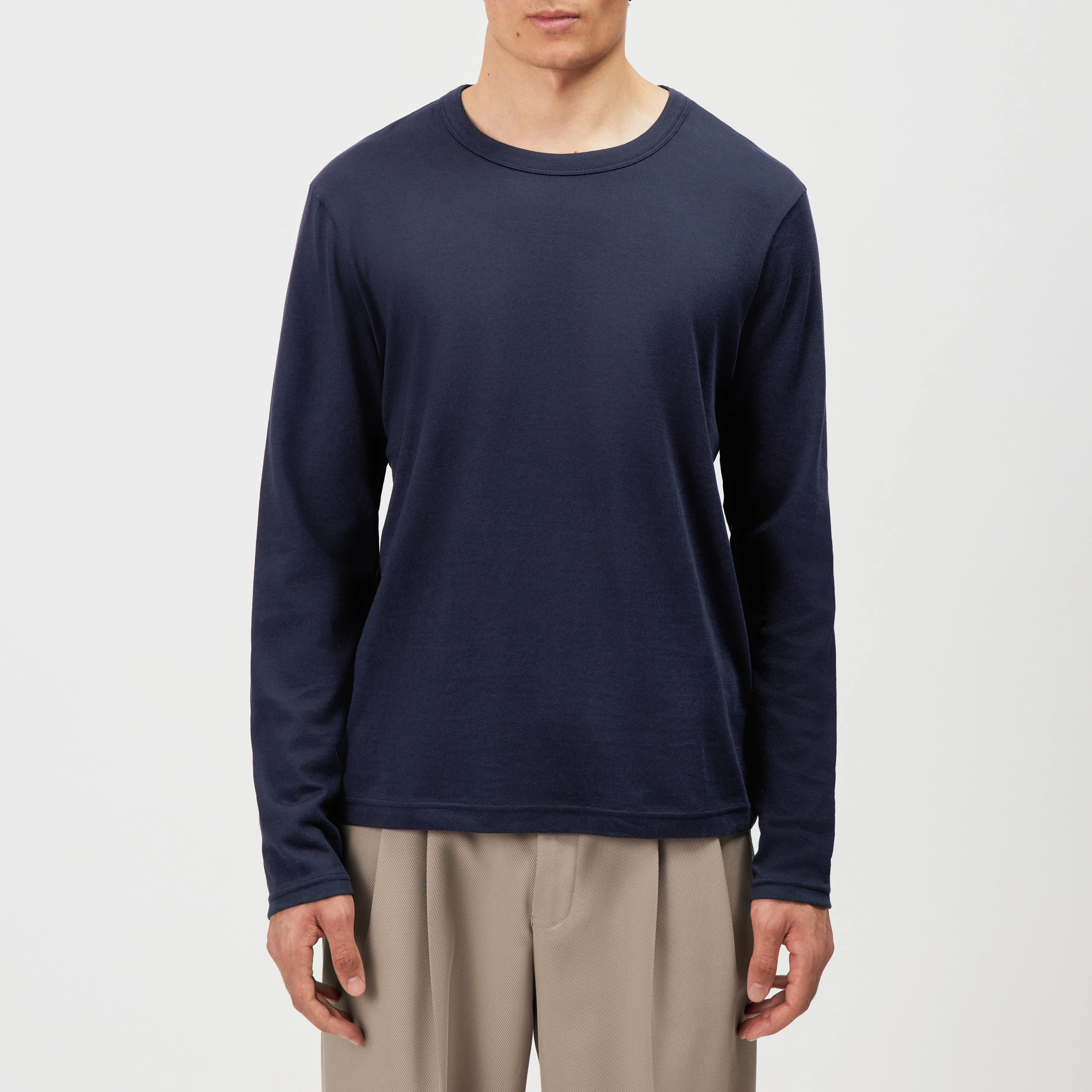 JULIENO_LS - Slim Fit Longsleeve in reiner Baumwolle - Herren - blau - Frontansicht