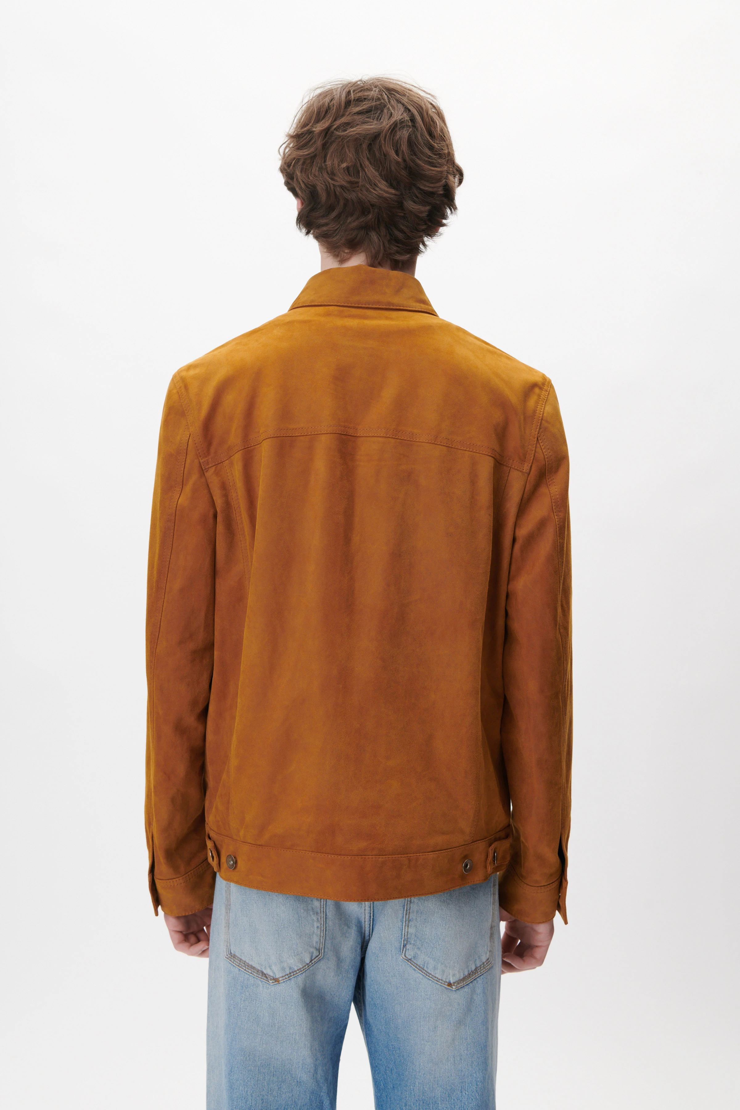 DULL - Velours Lederjacke - Herren - braun - Rückansicht