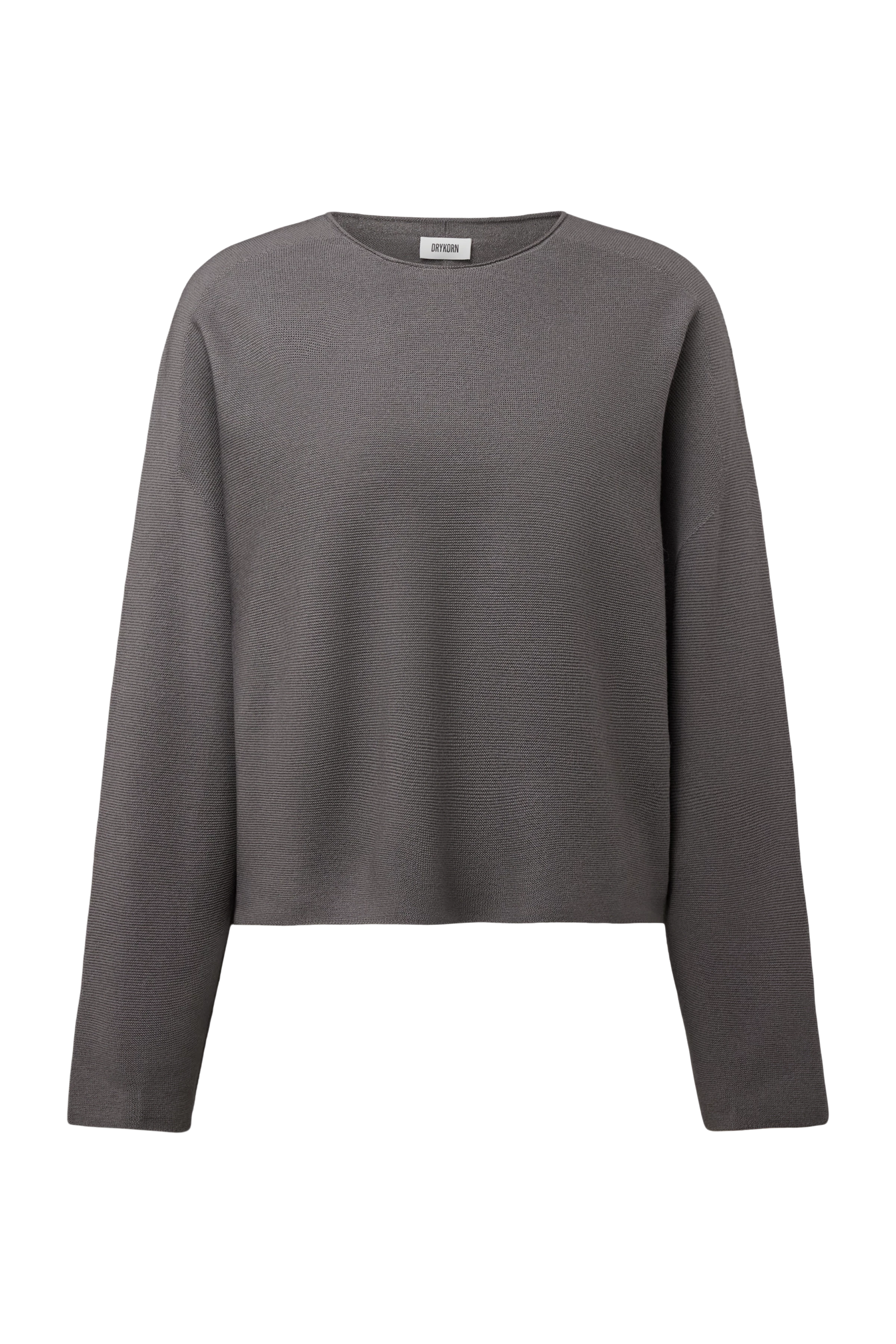 MEAMI - Vekürzter Egg-Shape Pullover in 100% Merinowolle - Damen - grau - Freisteller Frontansicht