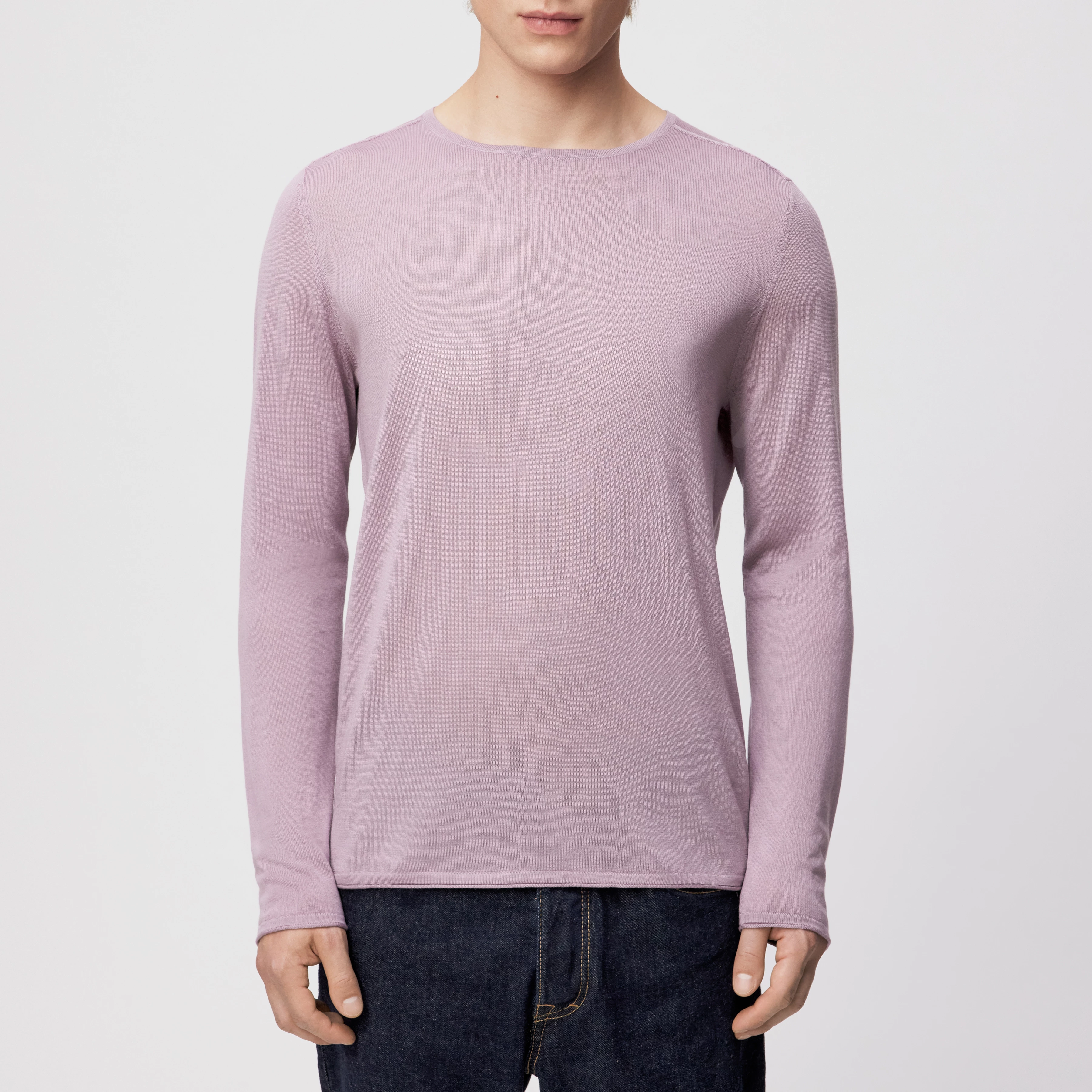 RIKONO - Pull en maille fine de laine mérinos - men - violet - Frontansicht