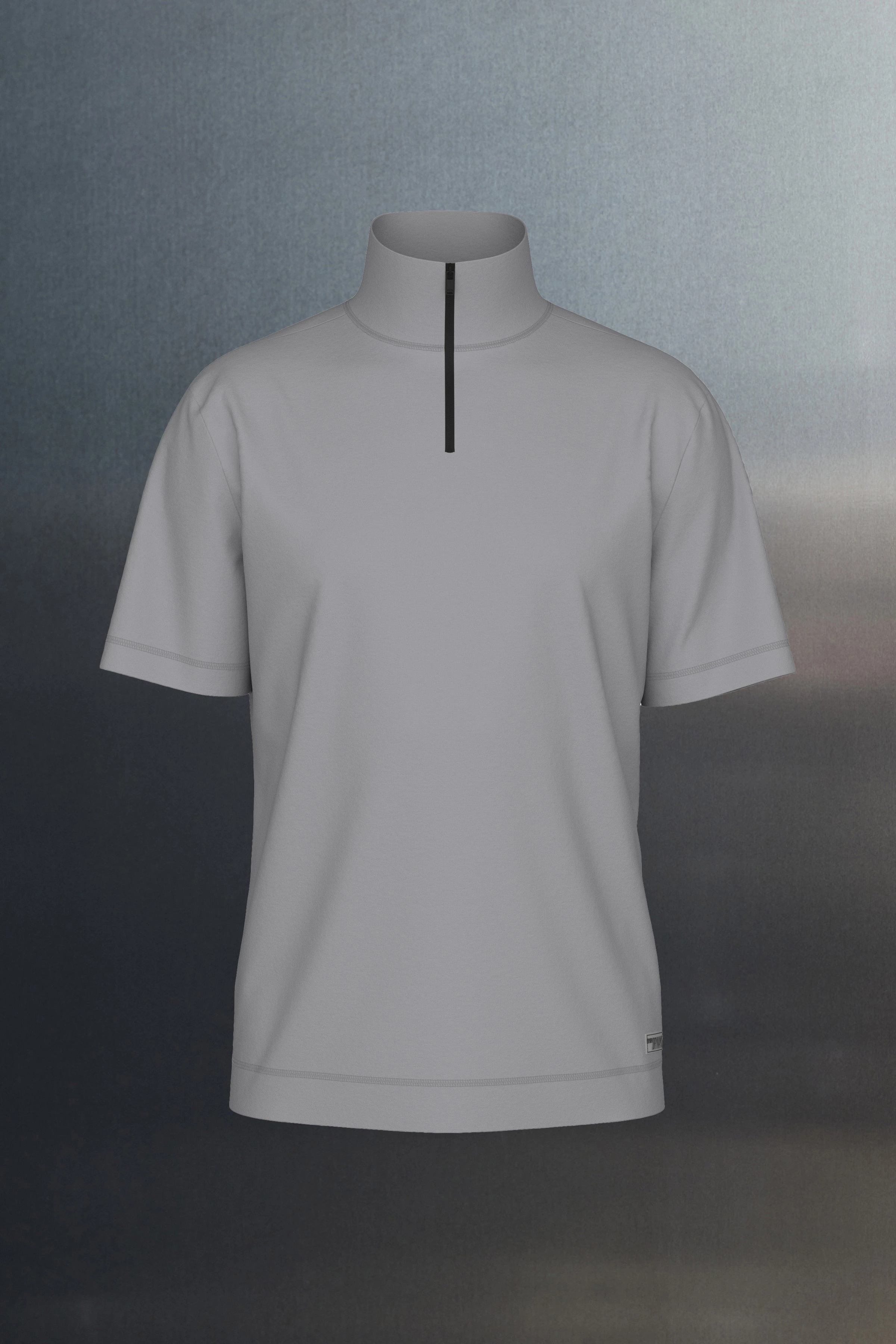 LEANDER - lightweight zip polo - men - grey - Freisteller Frontansicht