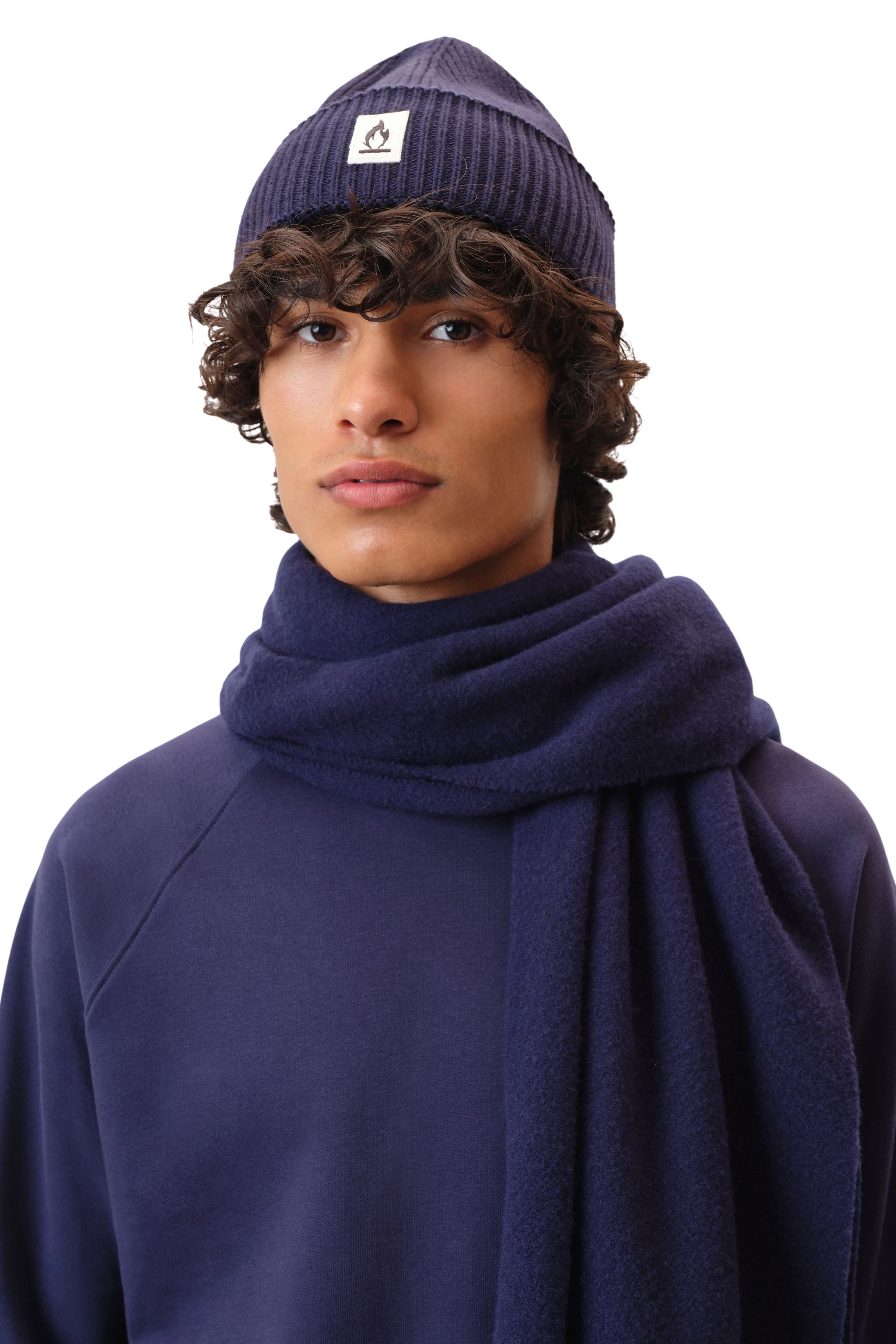 LOAH_2 - Beanie in Baumwoll-Mix - Unisex - blau - Frontansicht