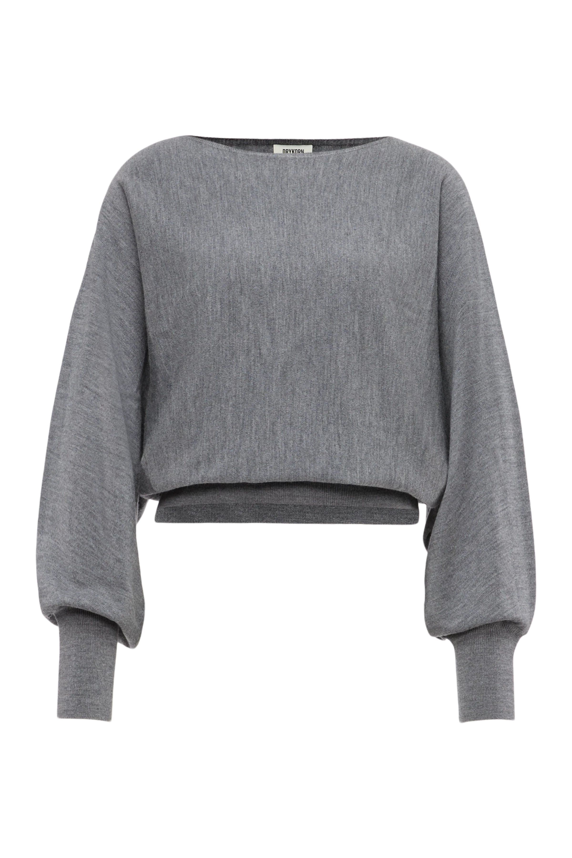 GERLINA - Cropped jumper in 100% merino wool - women - grey - Freisteller Frontansicht