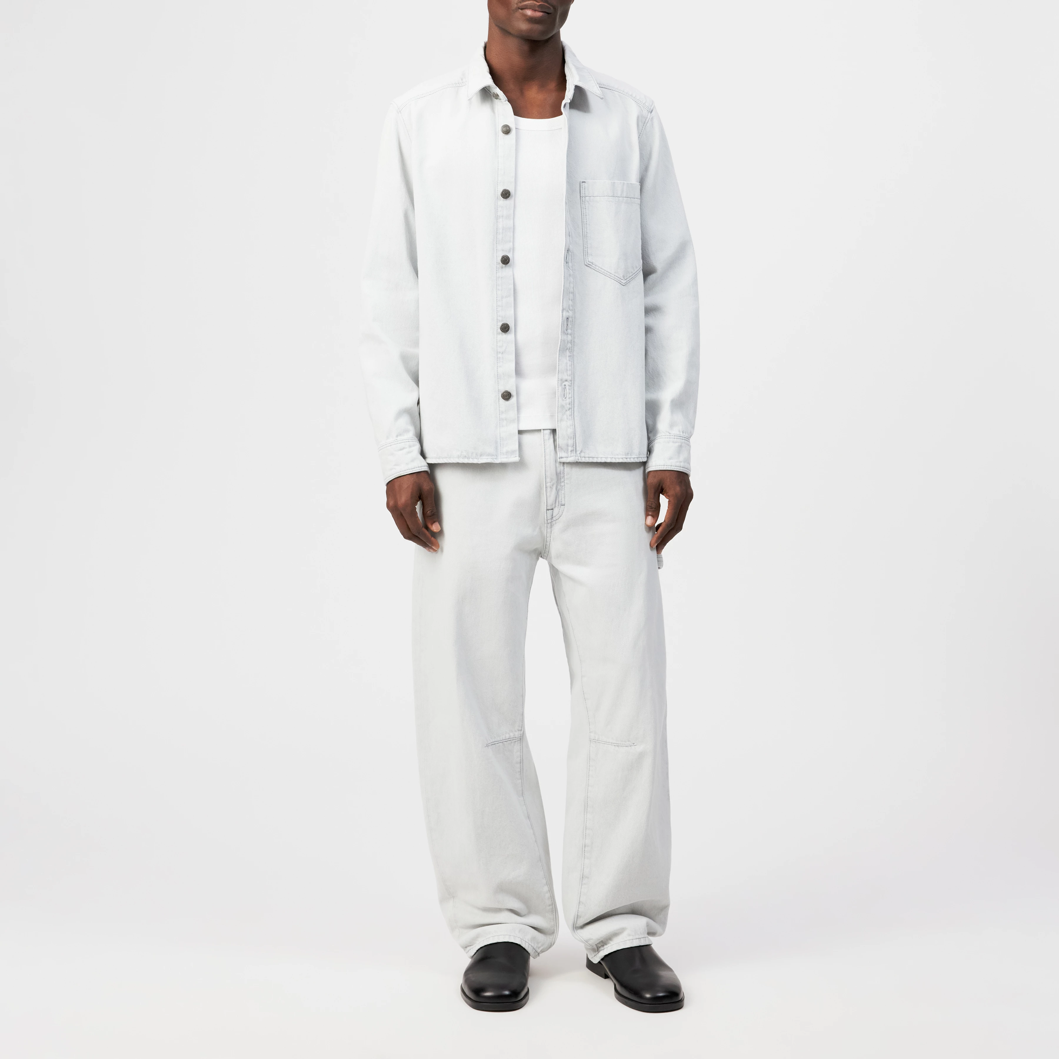 DIEGGO - Overshirt med brystlomme i denim - men - grå - Ganzkörper-Frontansicht