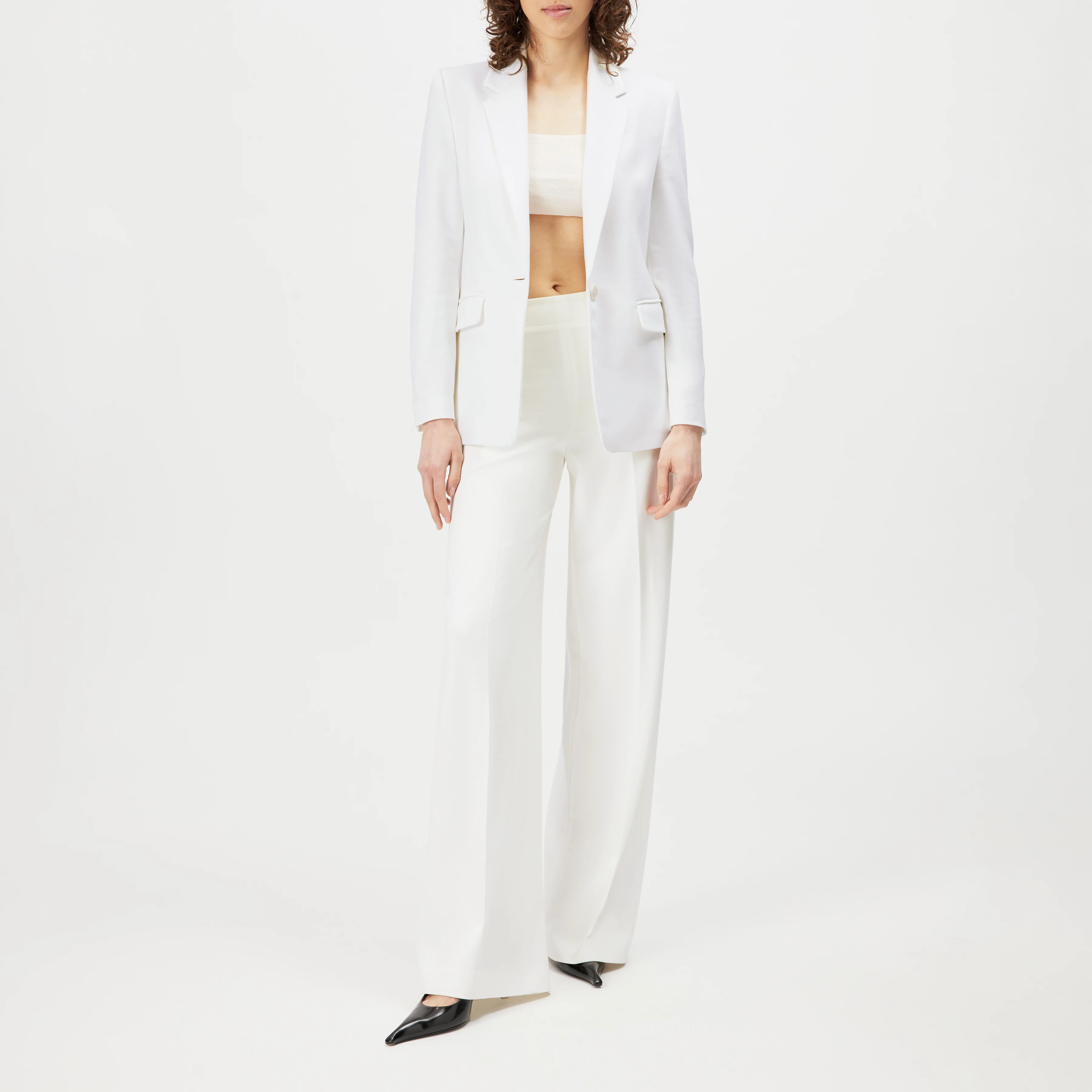 ATLIN_2 - Single-button blazer in viscose jersey - women - off white - Ganzkörper-Frontansicht