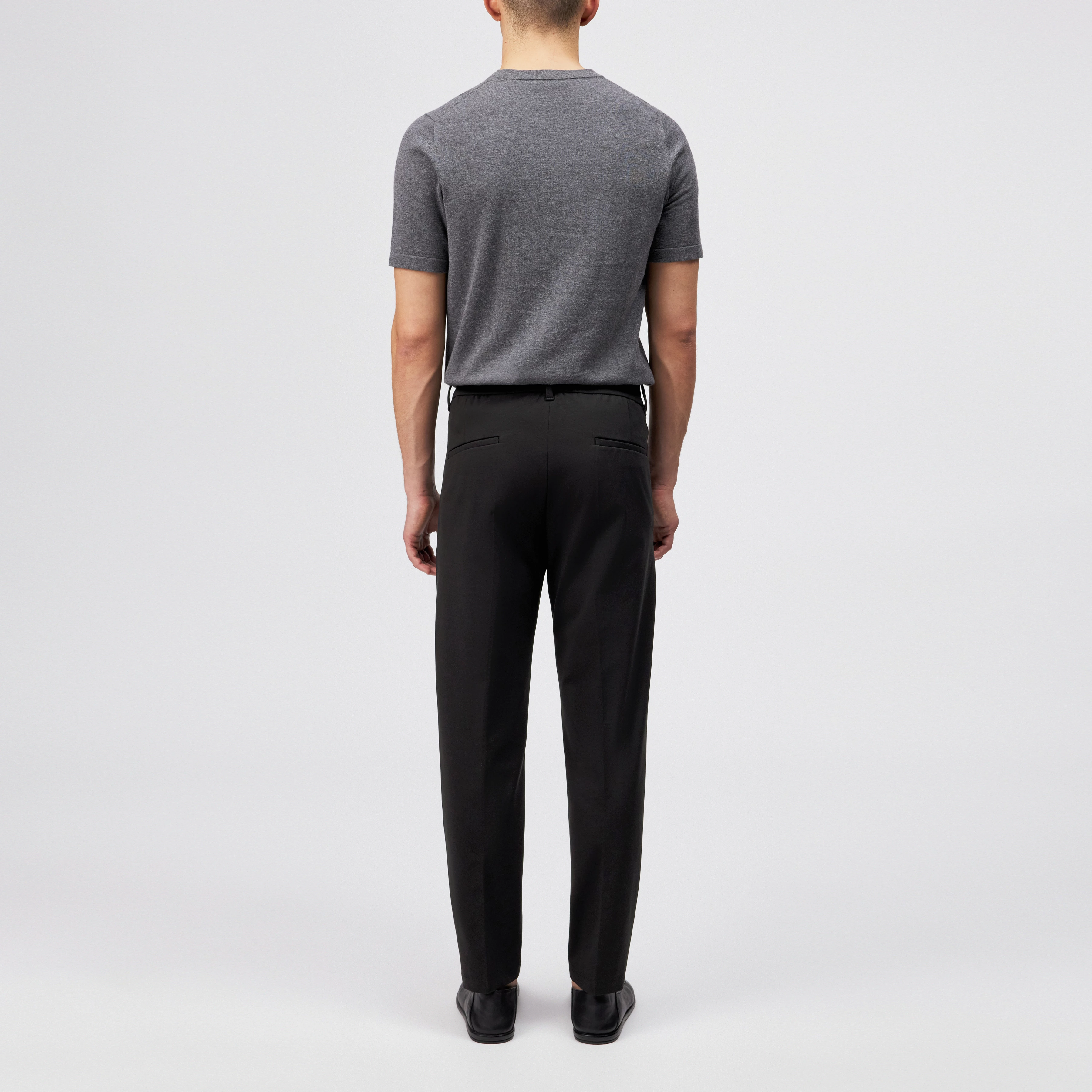 CHASY - Casual broek met plooi in Punto Milano - heren - zwart - Rückansicht