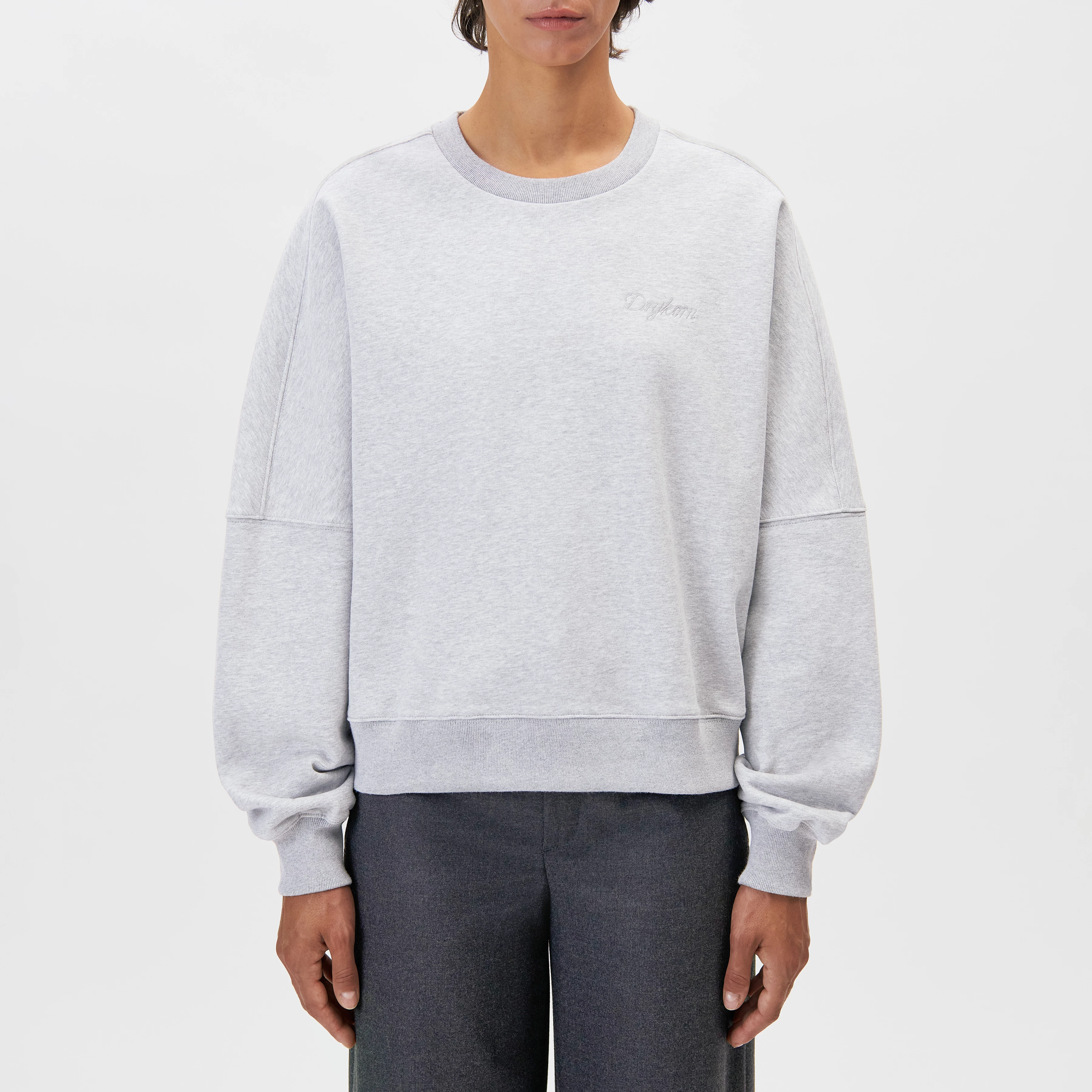 ASTERA_P1 - Oversized sweatshirt with DRYKORN embroidery - women - grey - Frontansicht