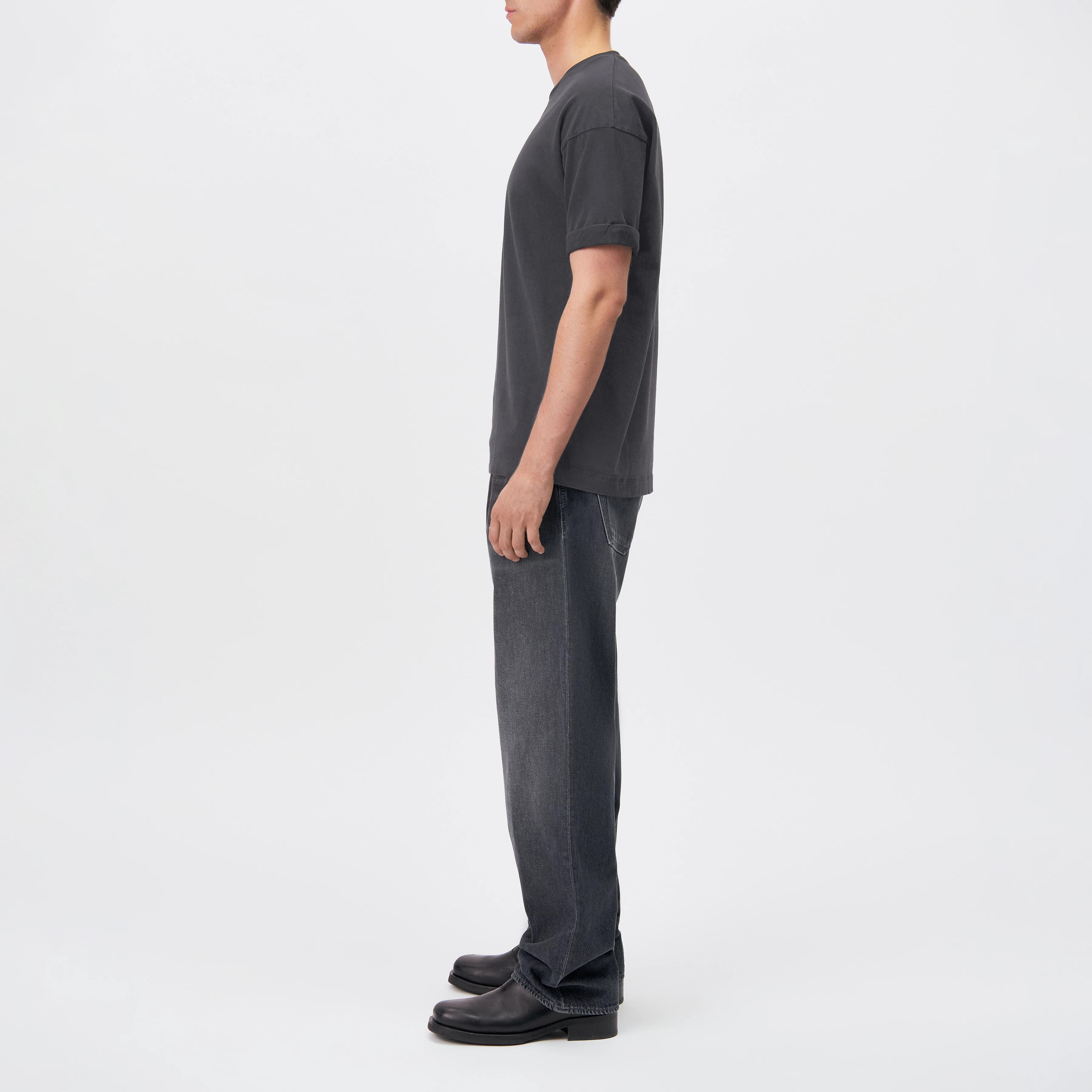 THILO - Relaxed Fit T-Shirt in softer Baumwolle und Washed Look - Herren - grau - Seitenansicht