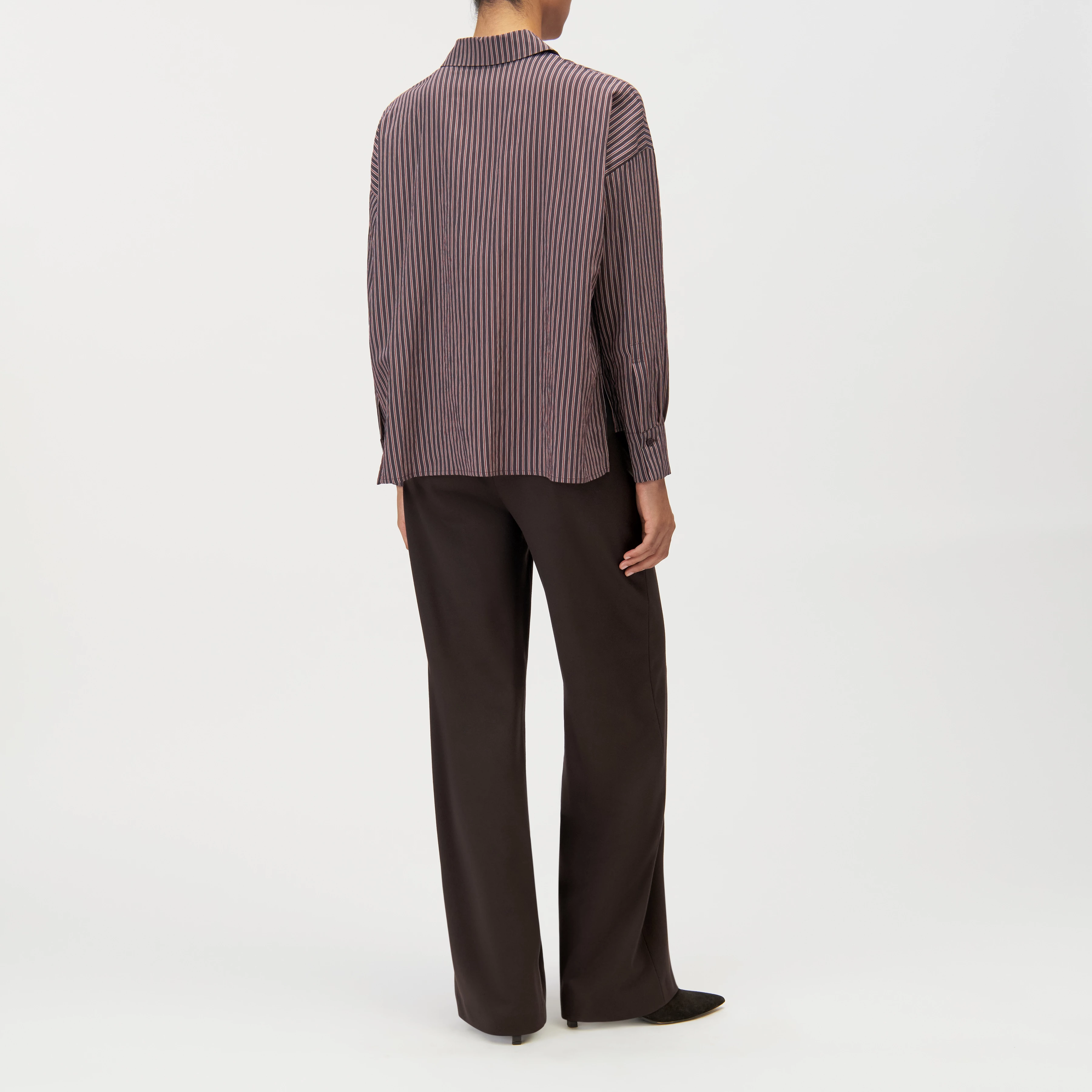 CLOELIA - Classic shirt blouse in viscose mix - women - brown - Rückansicht