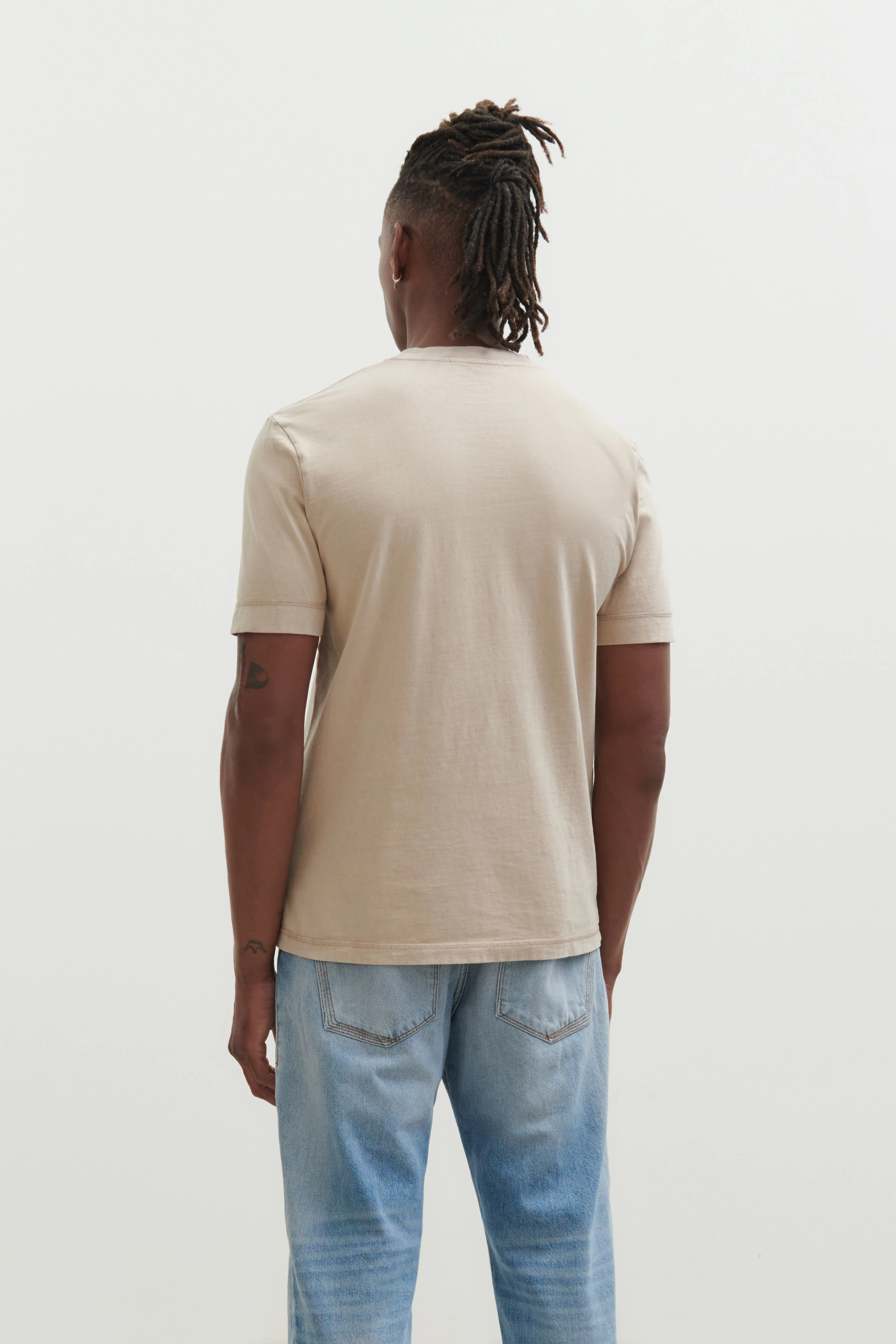 RAPHAEL - T-Shirt mit breitem Bündchen - Herren - beige - Rückansicht