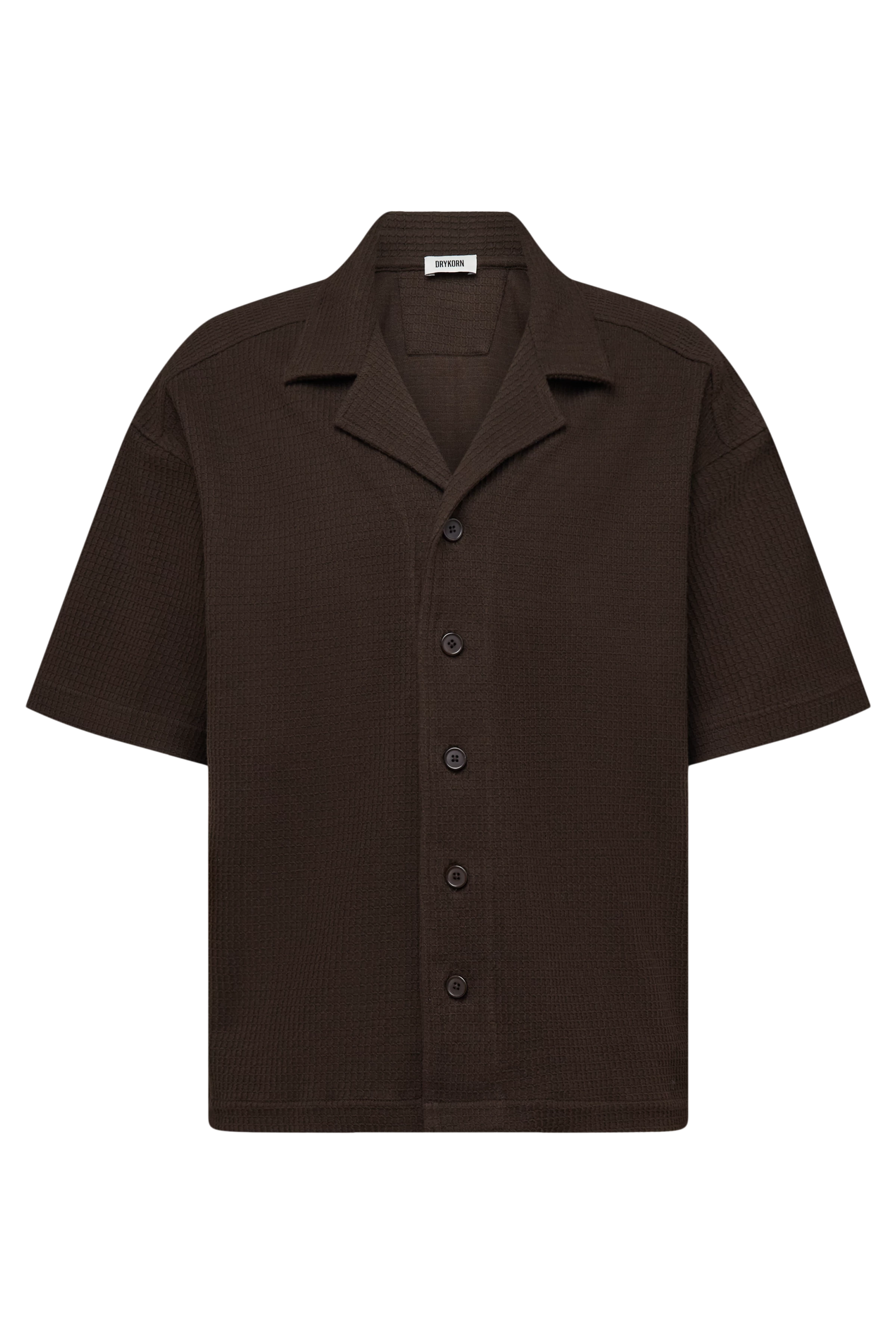 BASIIL - Chemise manches courtes Relaxed Fit en coton Dry Touch - men - marron - Freisteller Frontansicht