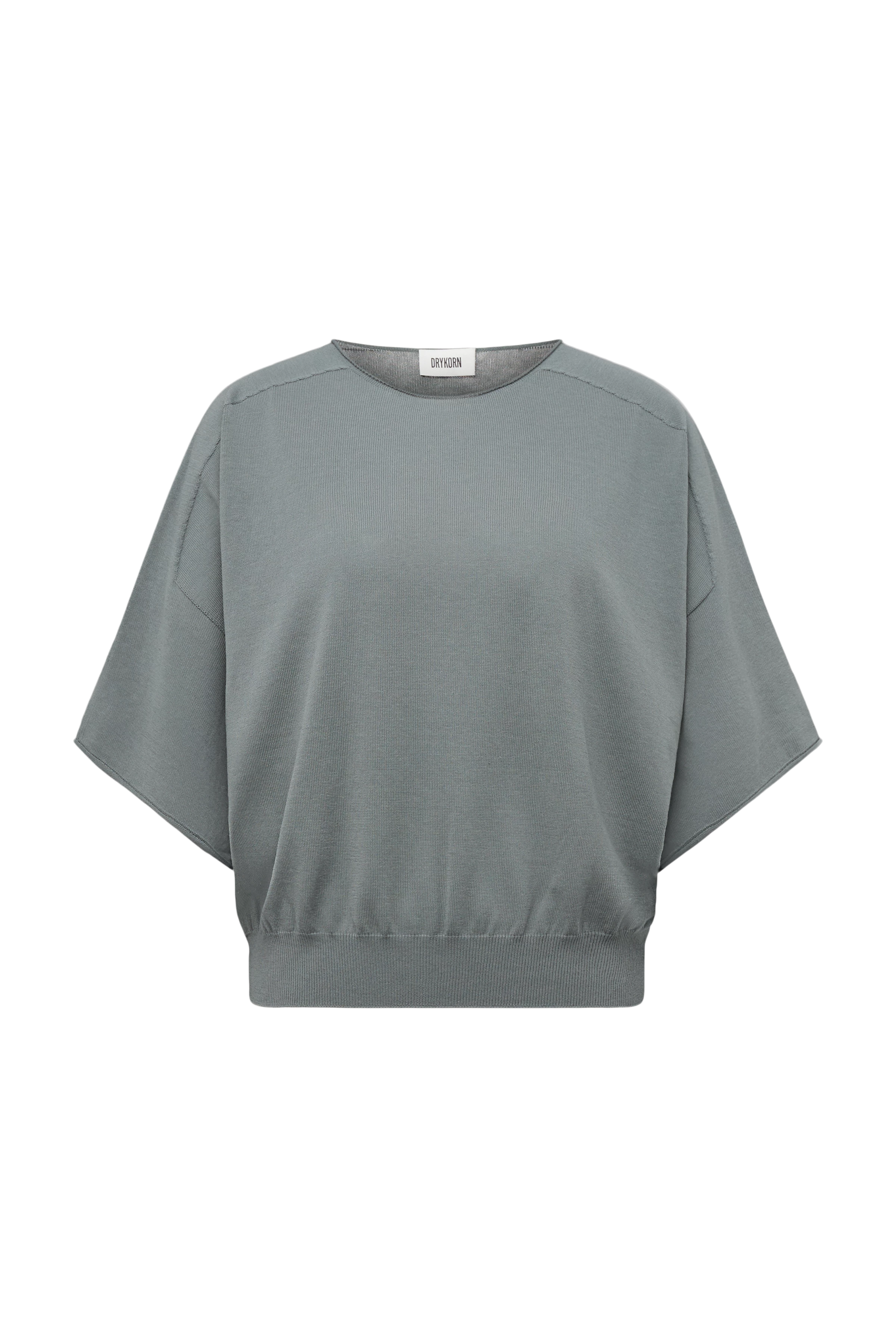 DILARY - Casual gebreid T-shirt in crêpe katoen - dames - groen - Freisteller Frontansicht