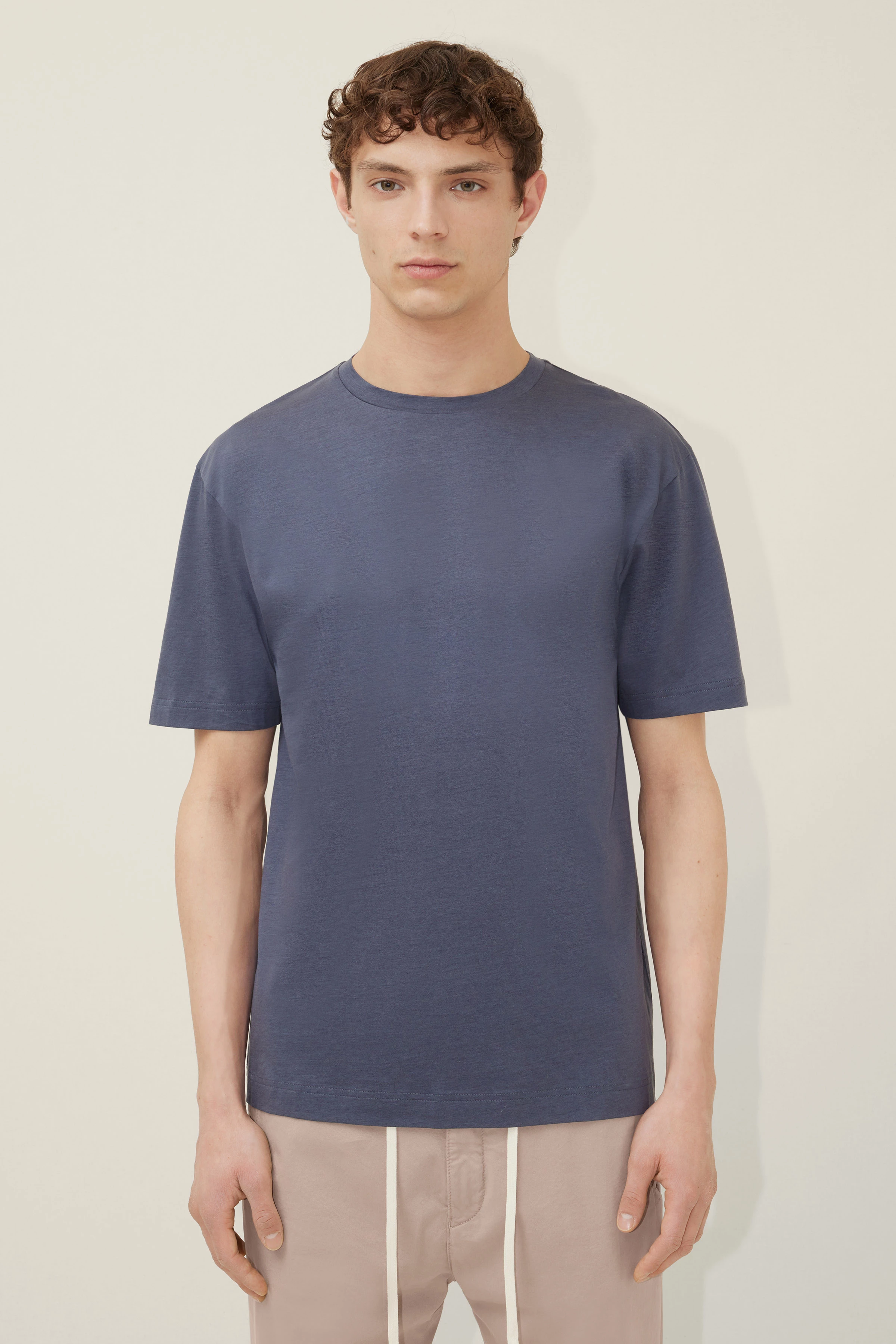 GILBERD - T-Shirt in merzerisierter Baumwolle - Herren - blau - Frontansicht