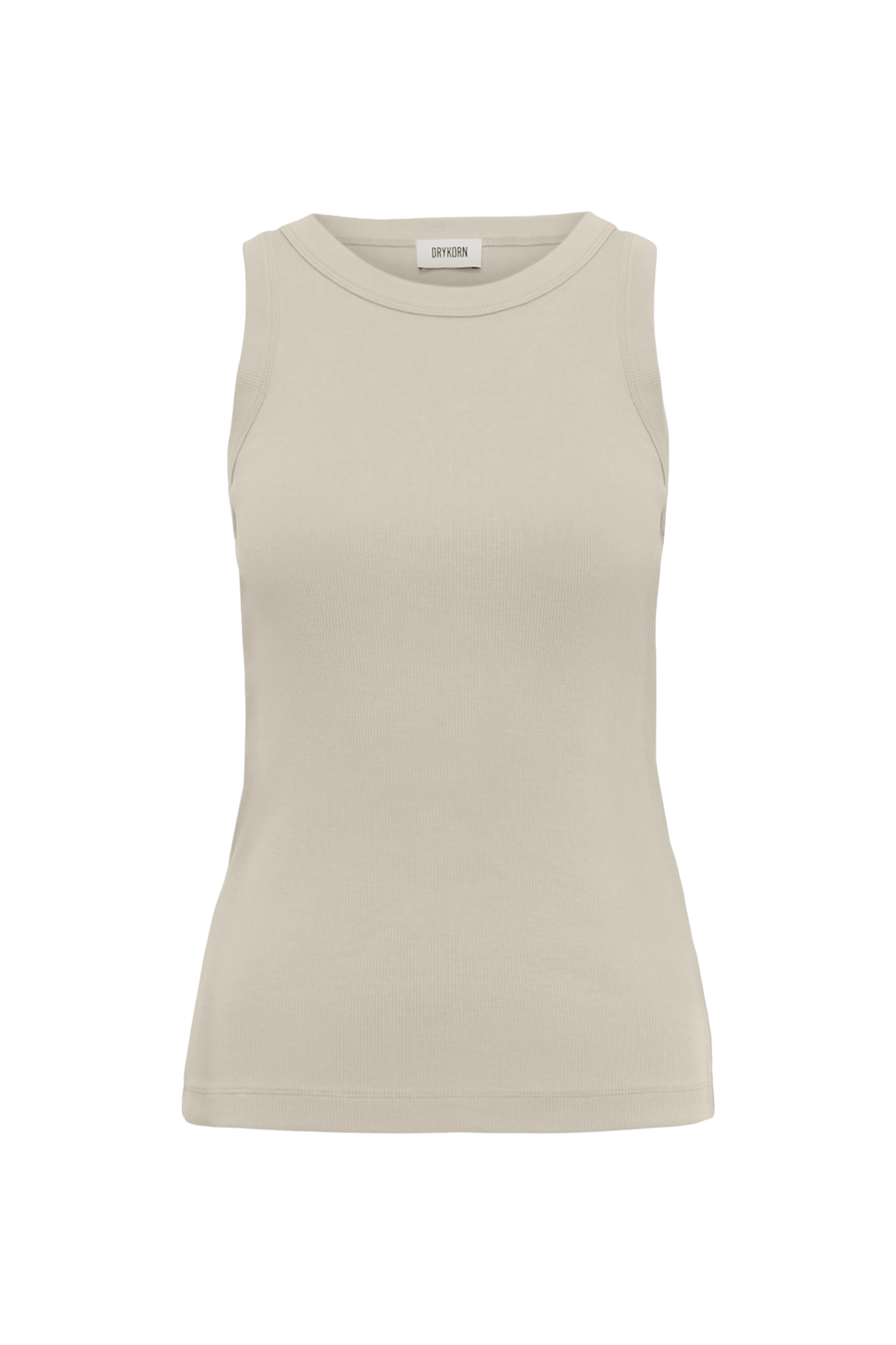 OLINA - Cotton ribbed crew neck tank top - women - beige - Freisteller Frontansicht