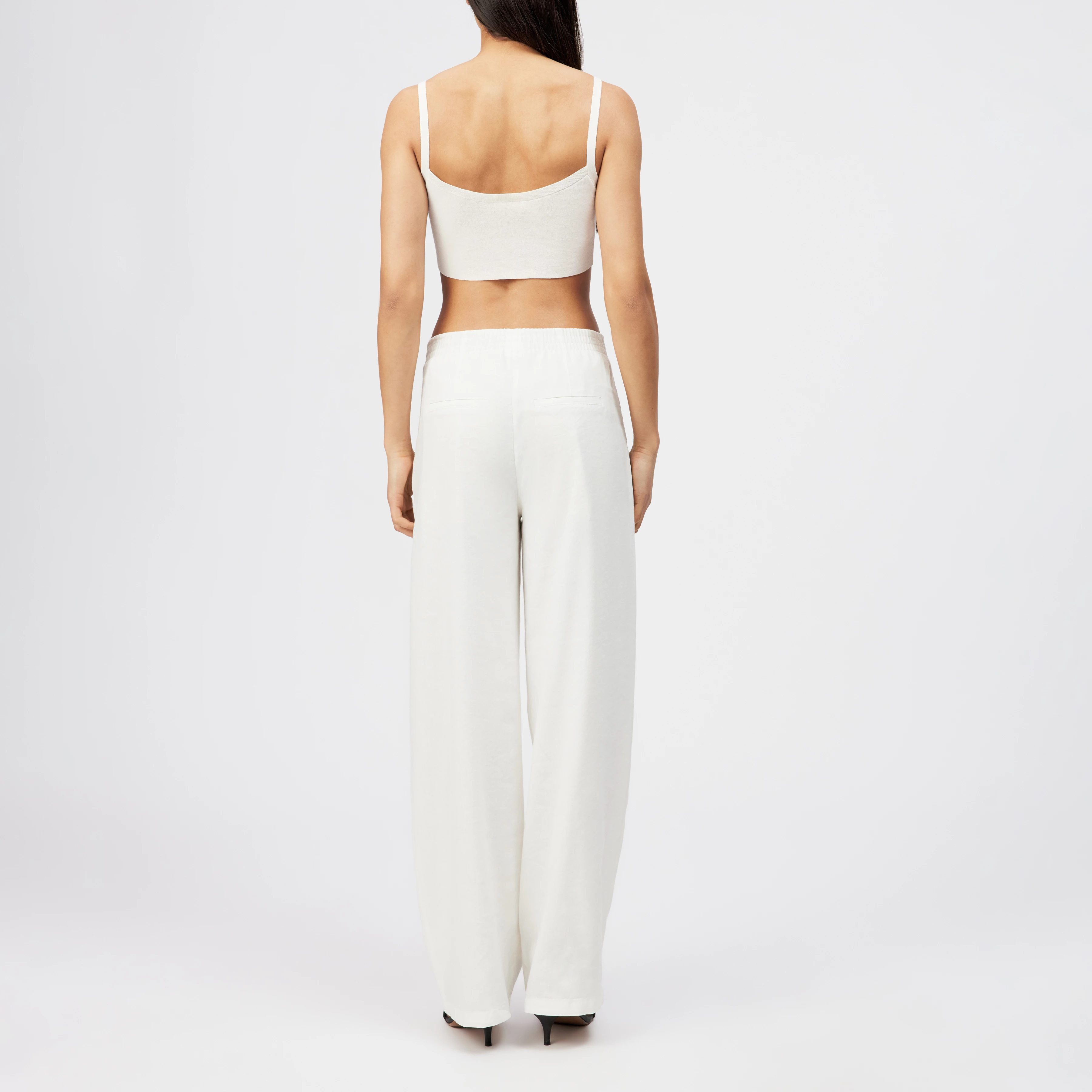 FAE_0 - Pantalon à jambe barrel en lin mélangé - women - blanc cassé - Rückansicht