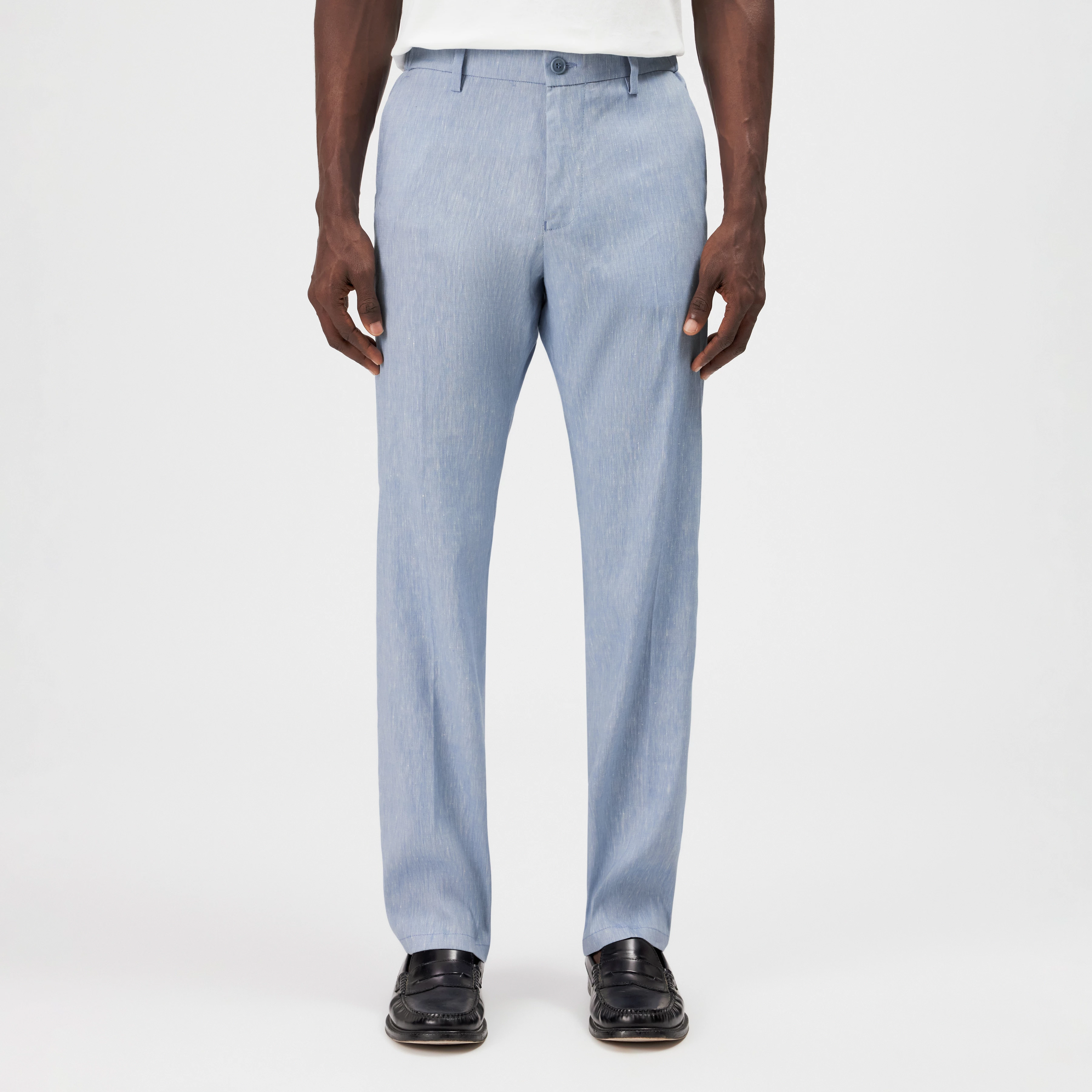 AJEND_RGLR - Tailored trousers in linen mix - men - blue - Frontansicht
