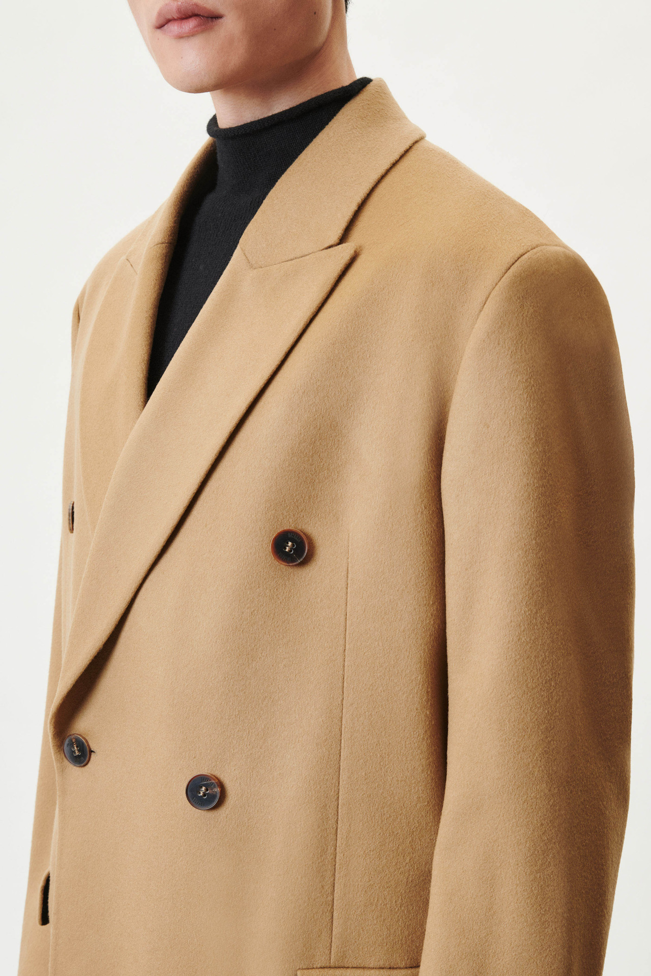 double-breasted lapel coat in cashmere mix