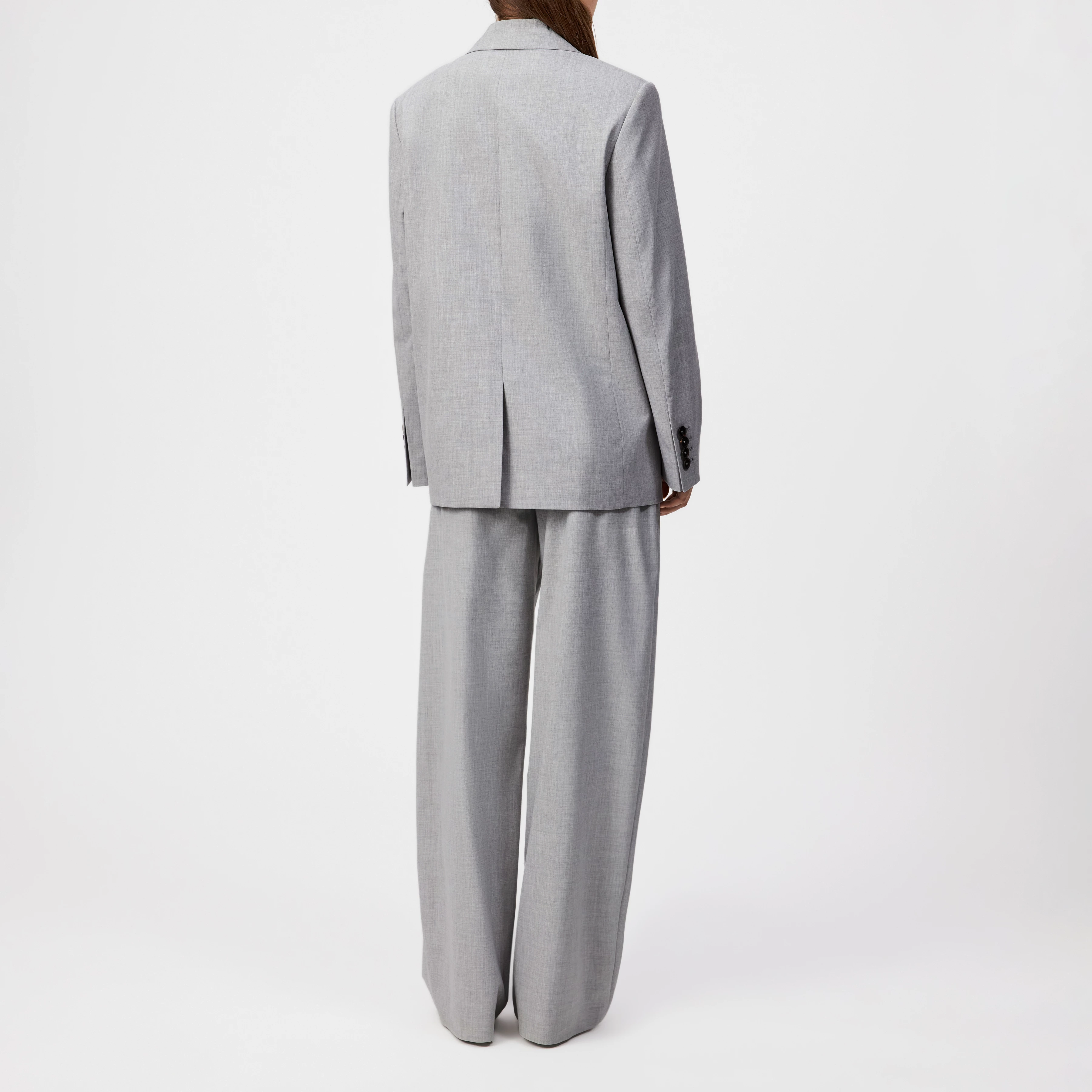 MOWTIE - Casual single-breasted blazer with mélange yarn - women - grey - Rückansicht