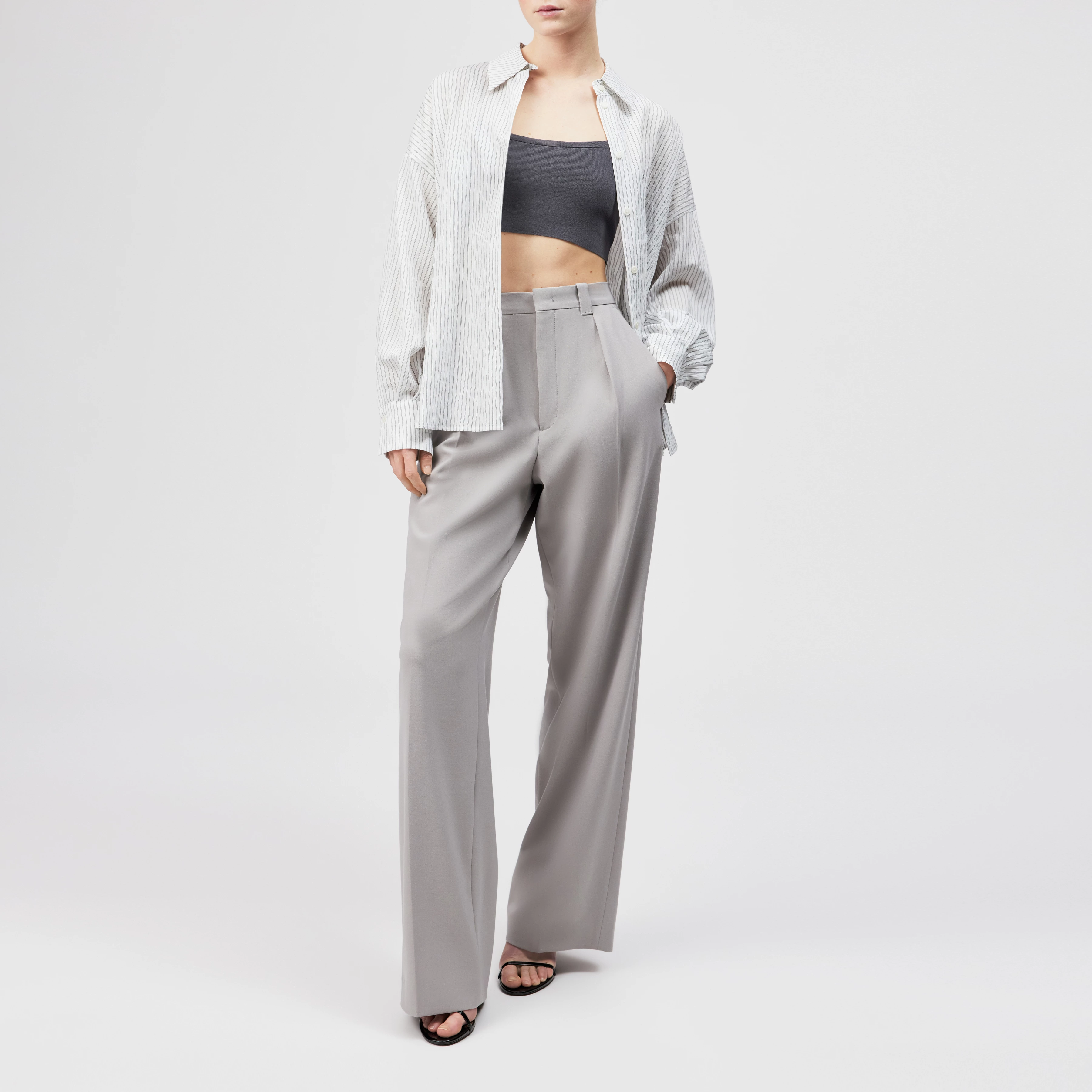 LYNDARA - Casual shirt blouse in viscose blend - women - off white - Ganzkörper-Frontansicht