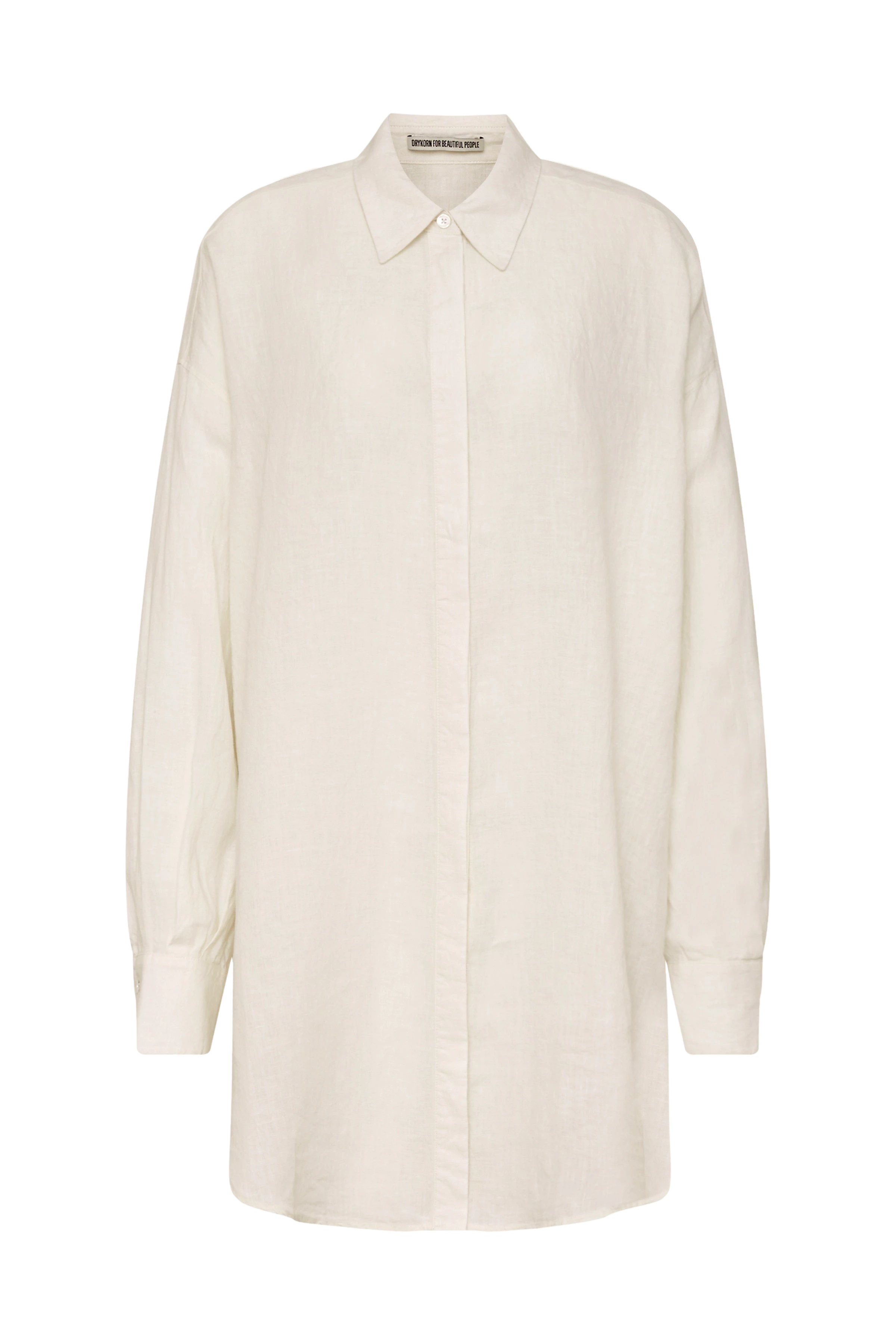 MIDINIA - Hemdblusenkleid aus Leinen - Damen - off white - Freisteller Frontansicht