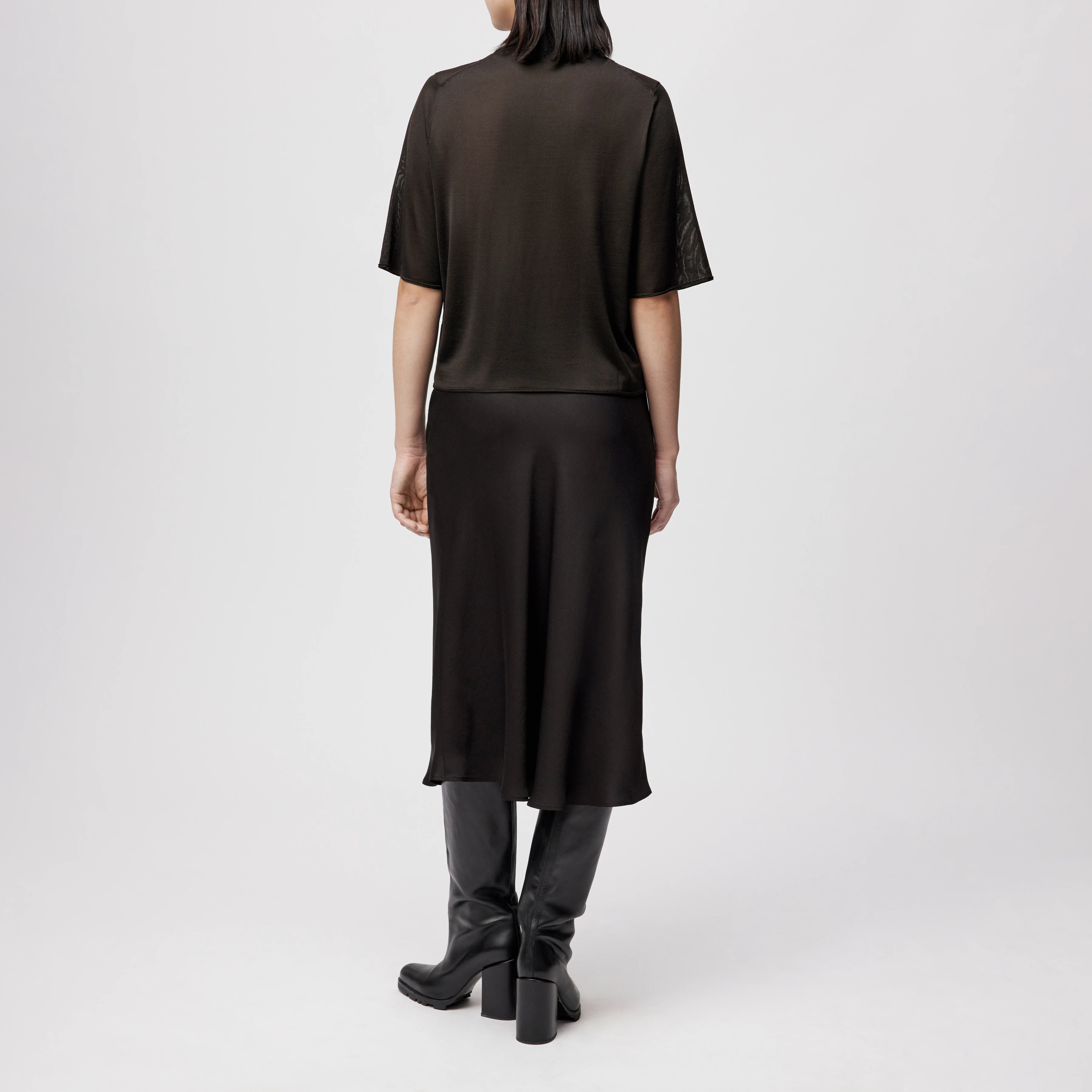 NISLE_2 - Strick-T-Shirt in Luxus-Textur - Damen - braun - Rückansicht