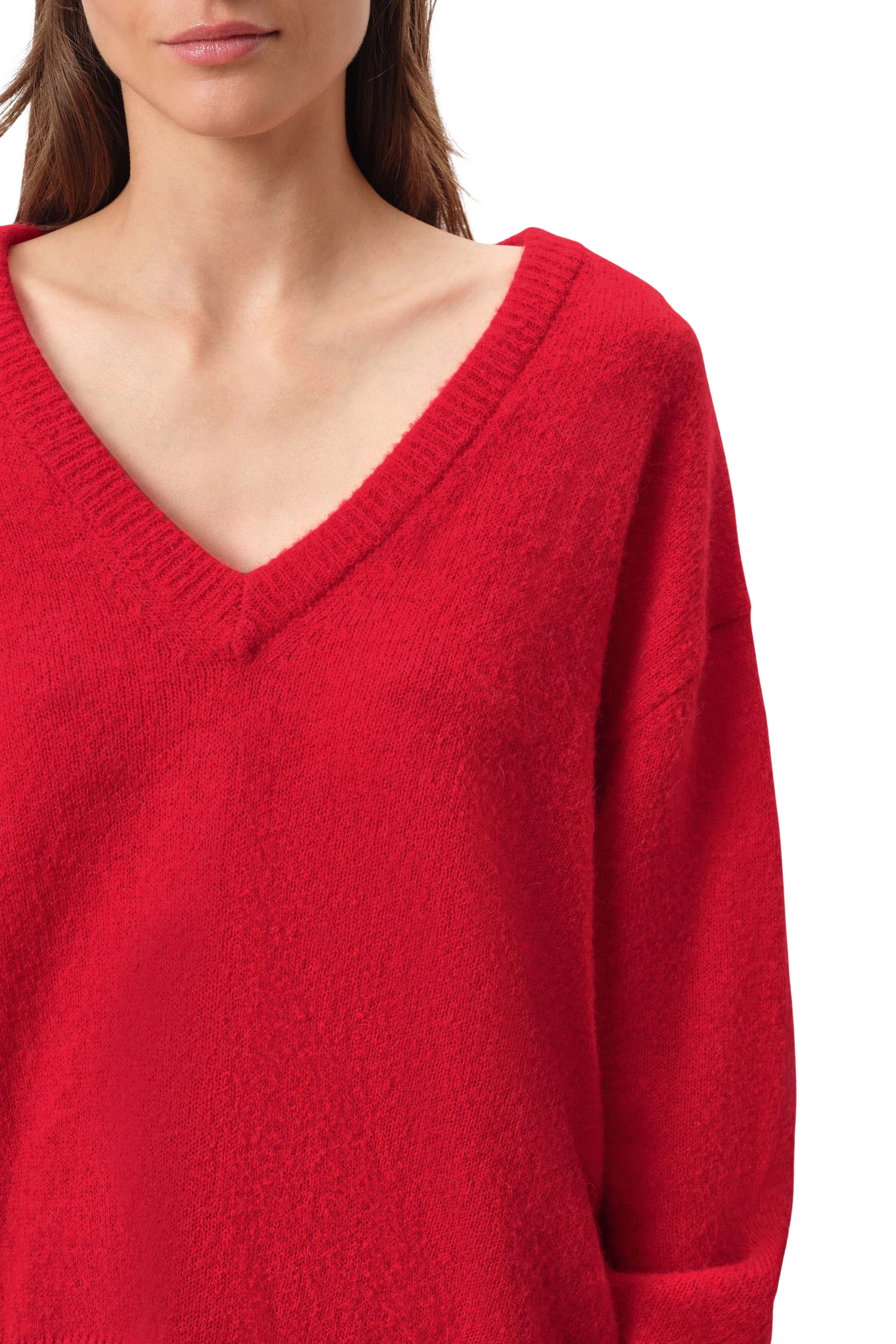 KARAJA - Pullover mit V-Ausschnitt in Alpaka-Woll Mix - Damen - rot - Seitenansicht