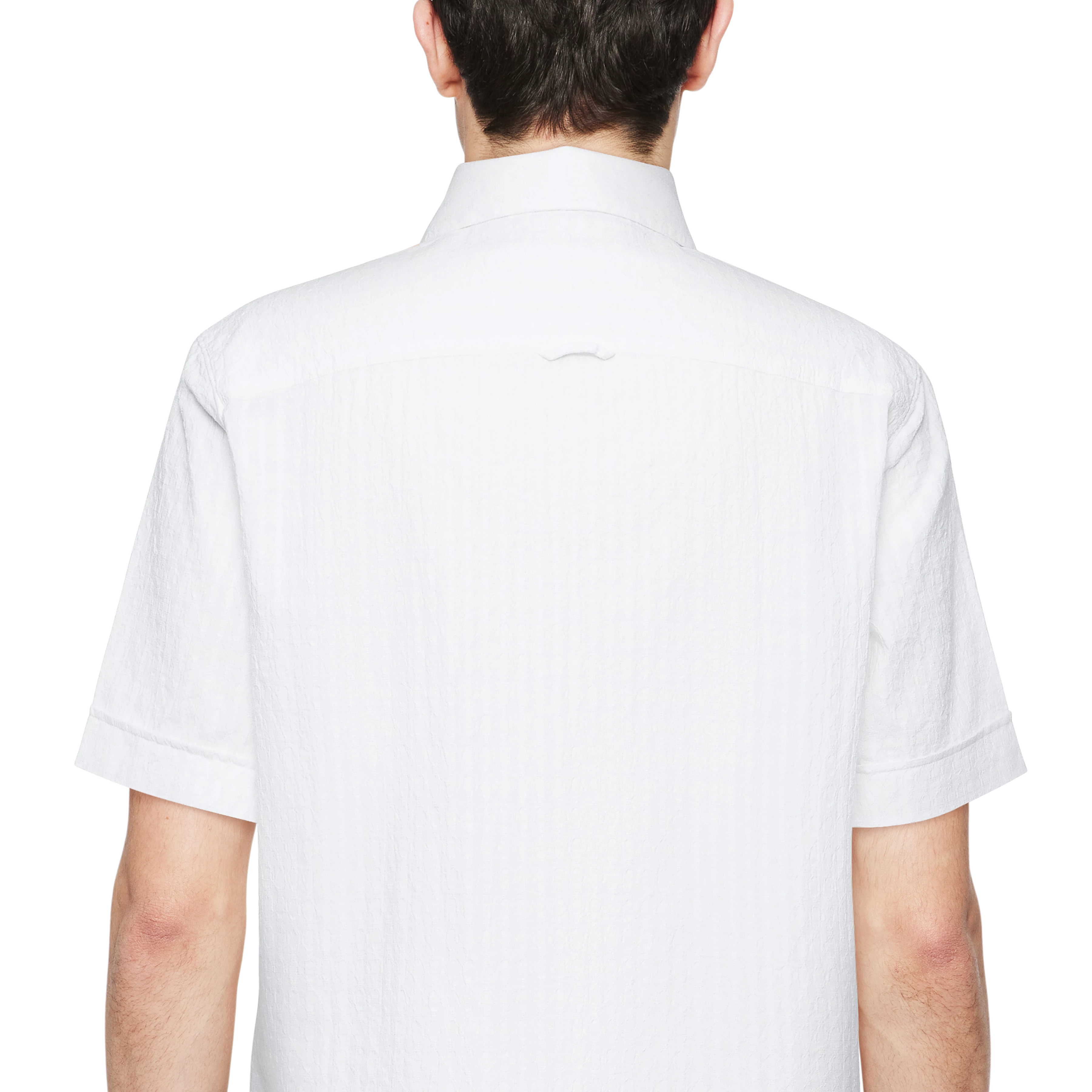 VIGOMO - Overhemd met borstzak in seersucker - heren - off white - Detailansicht am Model