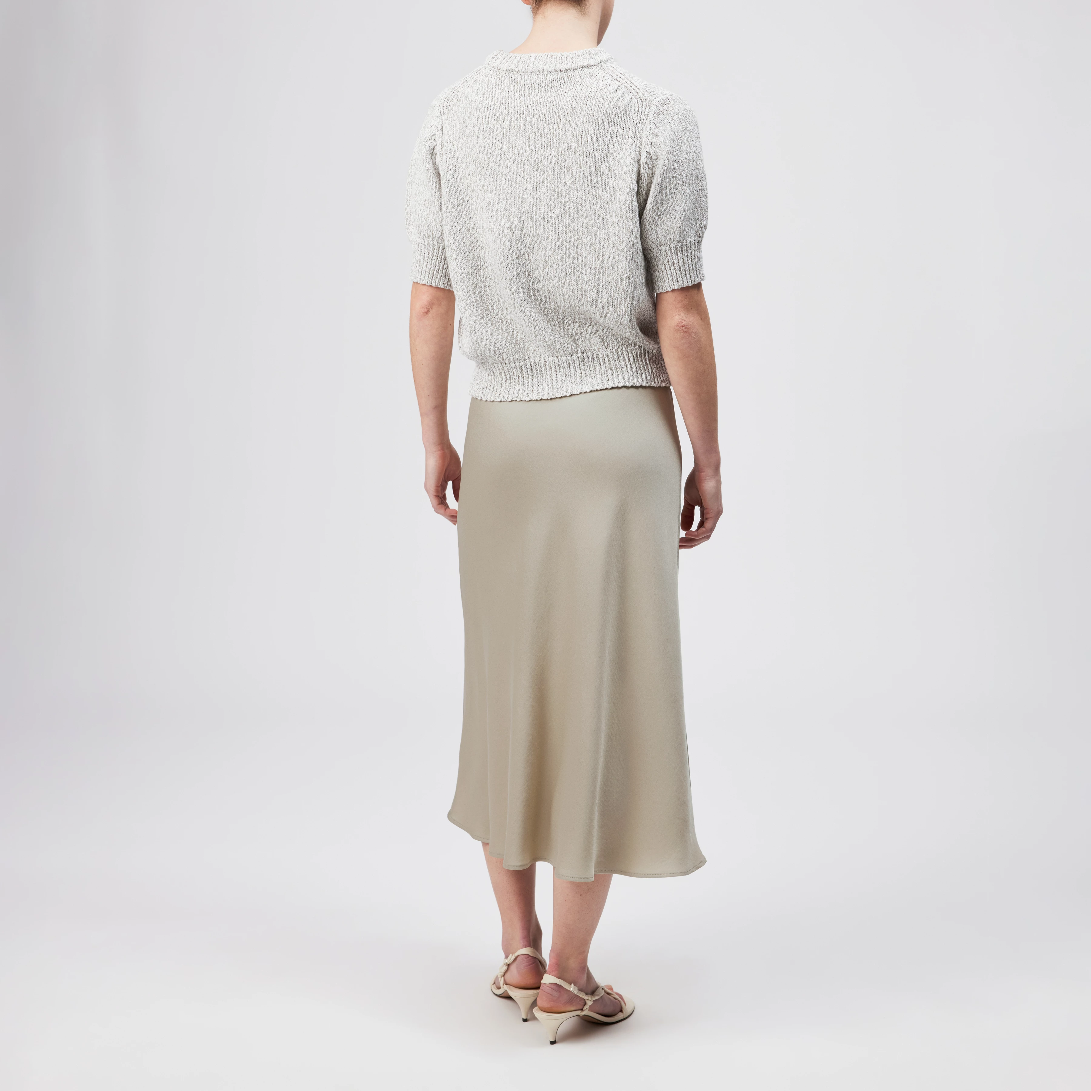 SANIDY - Knit T-shirt in soft mouliné yarn - women - beige - Rückansicht