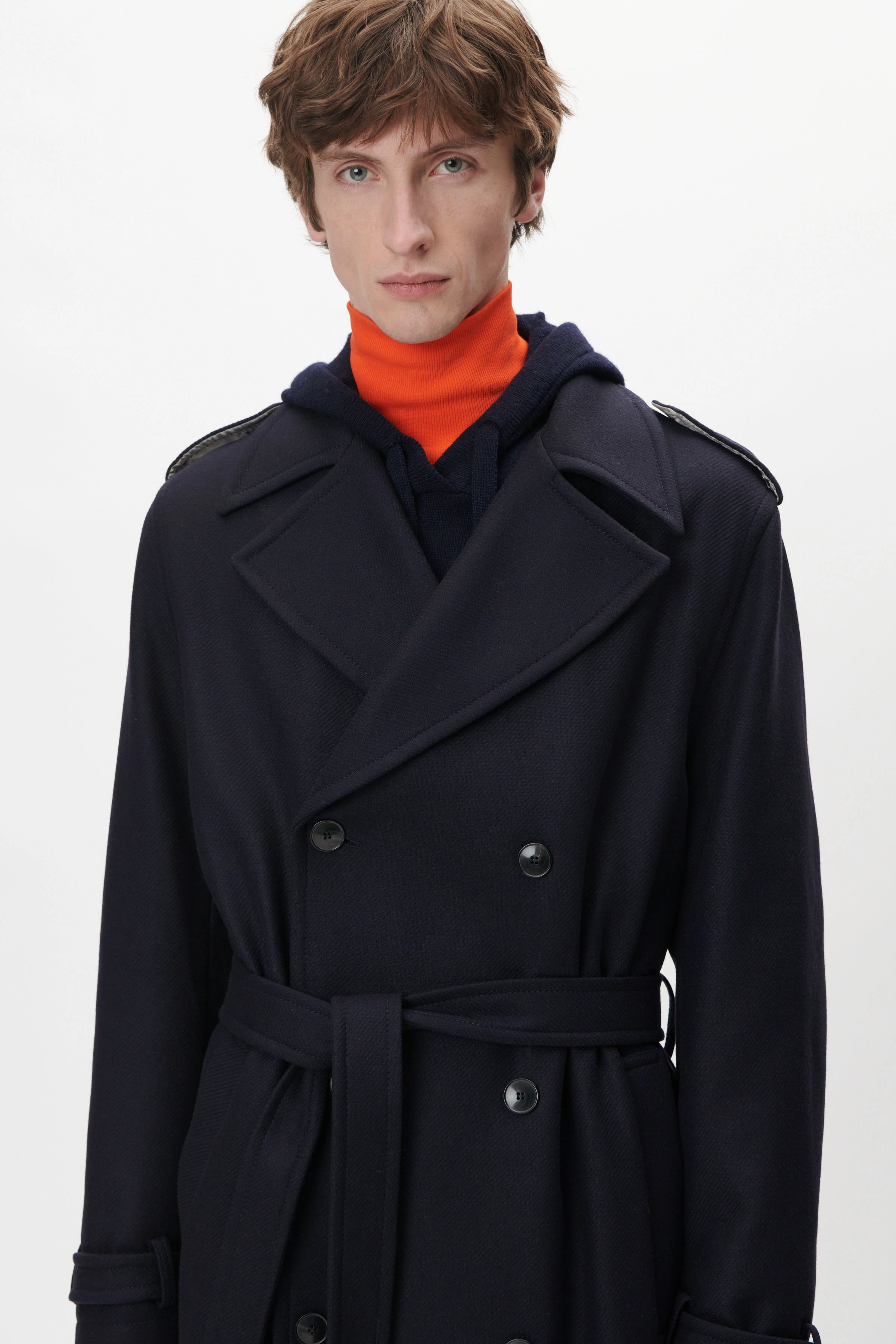 AVELLINO - casual wool trench coat - men - blue - Frontansicht