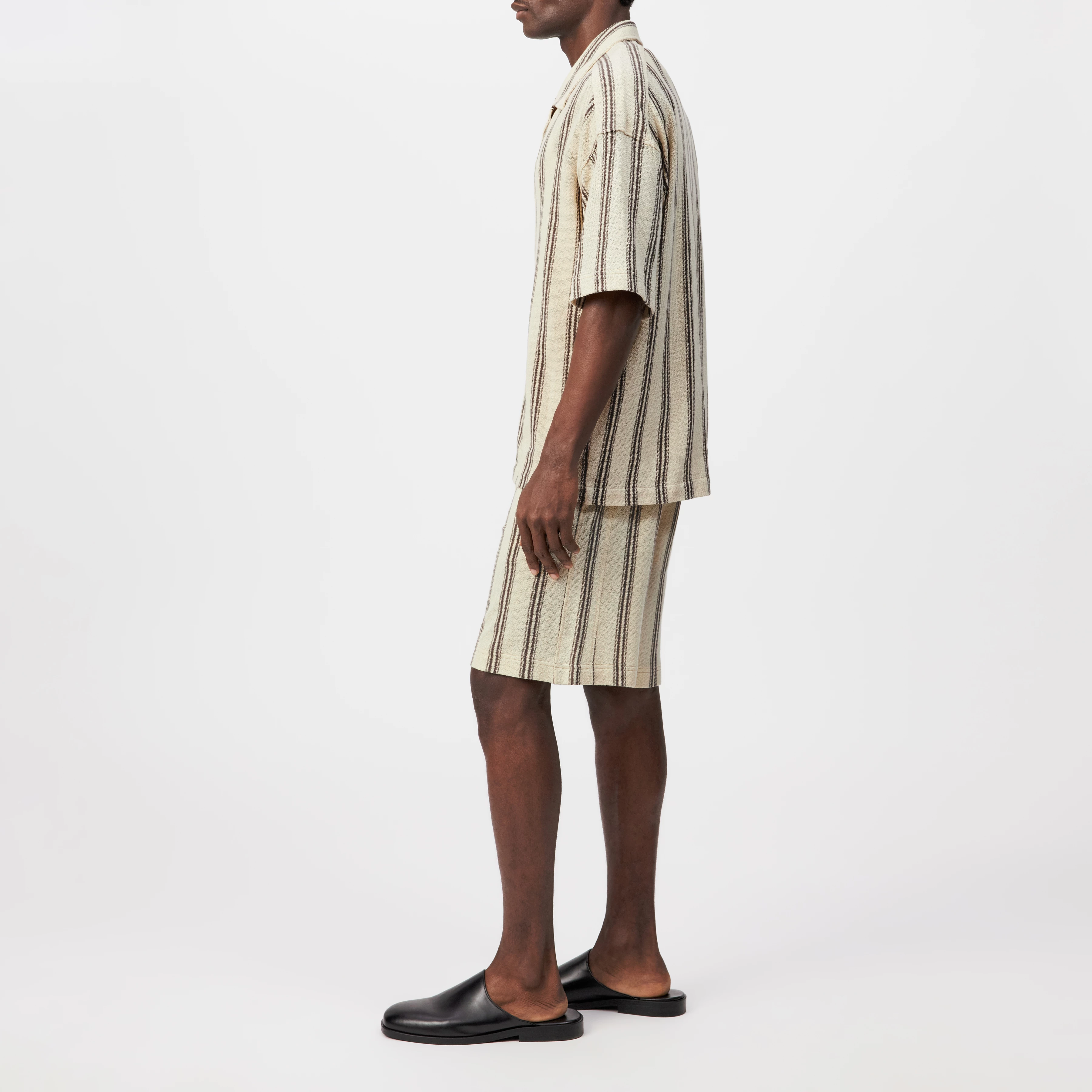 BASIIL - Relaxed jersey, striped, short-sleeve shirt - men - beige - Seitenansicht