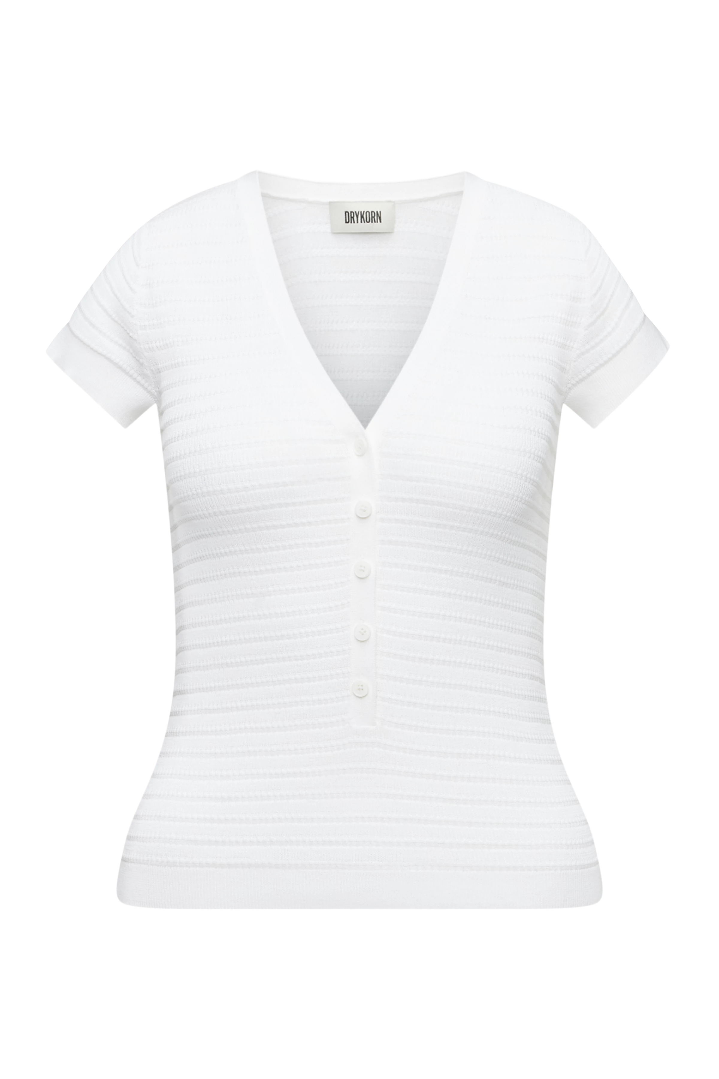 ALKUNA - Knitted T-shirt in mercerised cotton - women - white - Freisteller Frontansicht