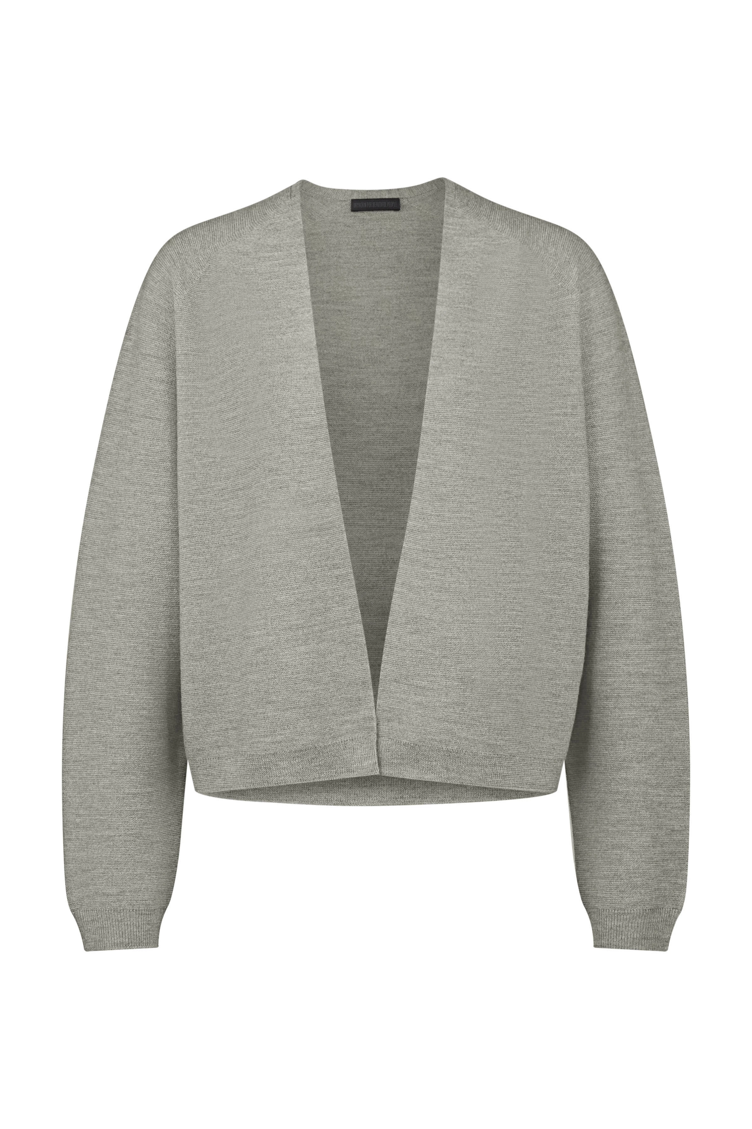 MANUMY - Merino wool cardigan - women - grey - Freisteller Frontansicht