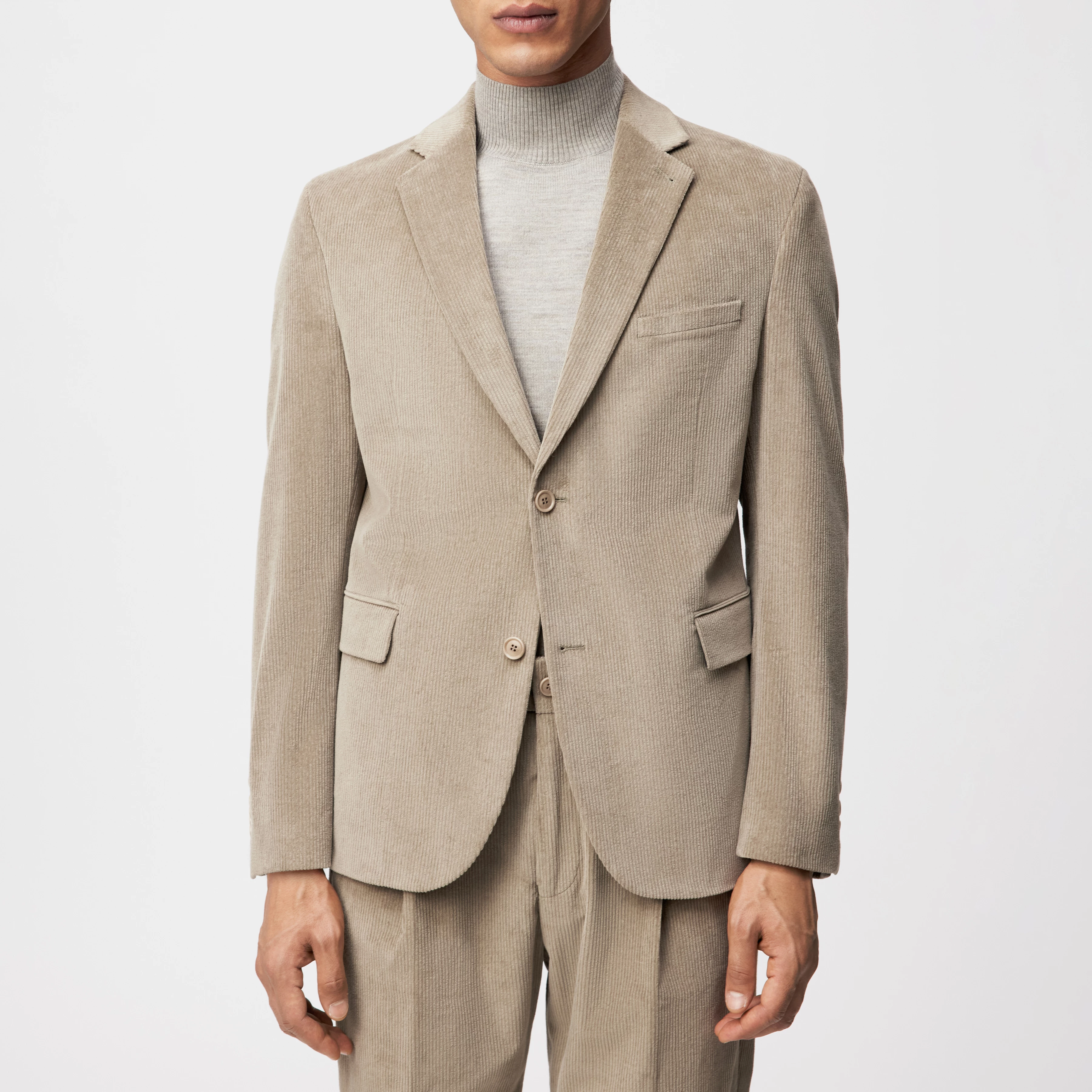 YAMES - Einreihiges Sakko in Baumwoll-Cord - Herren - braun - Frontansicht